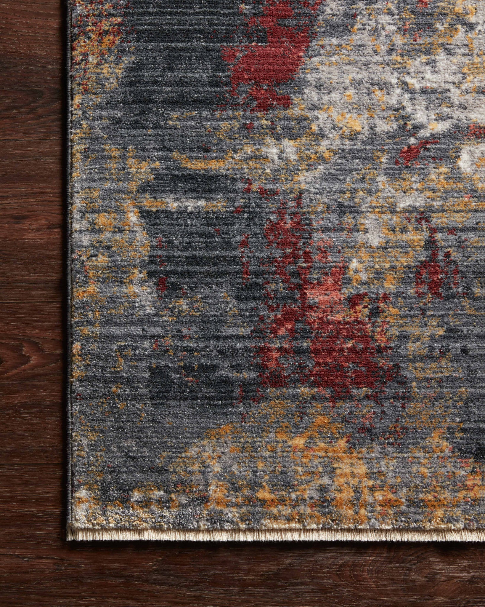lifestyle view of Samra Dk. Grey / Spice luxury Rug