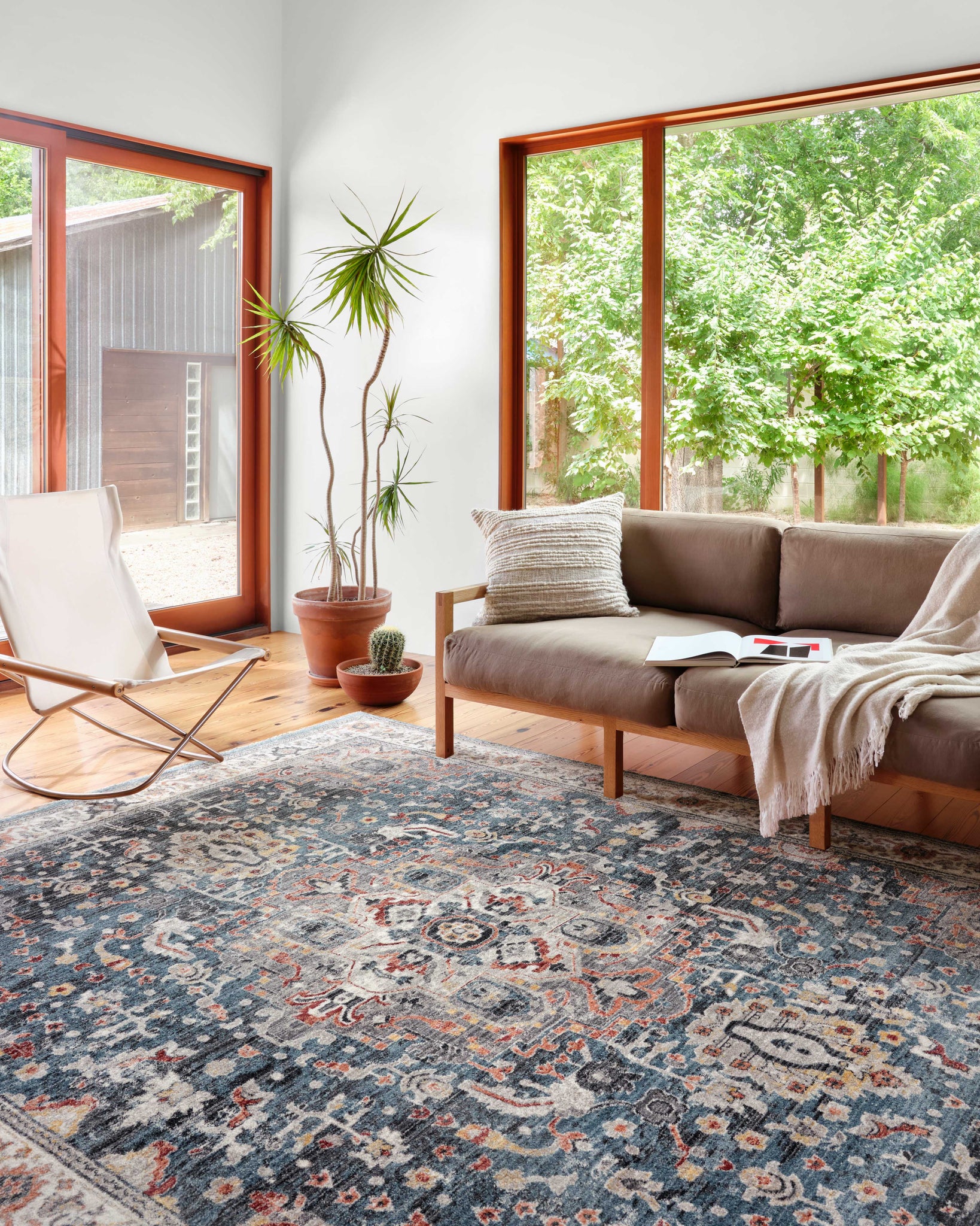 angle view of Samra Slate / Multi luxury Rug