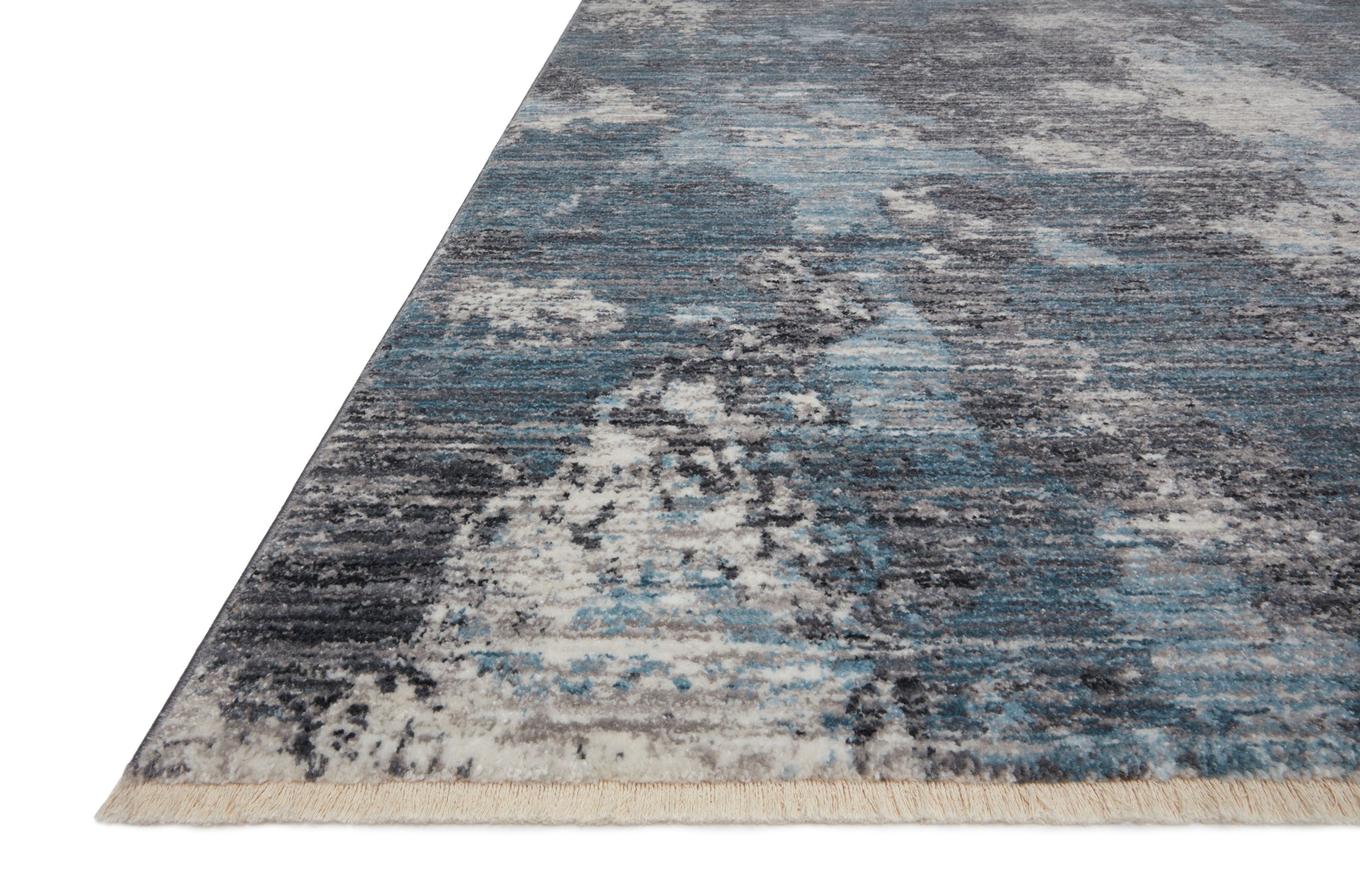side view of Samra Dove / Sky luxury Rug