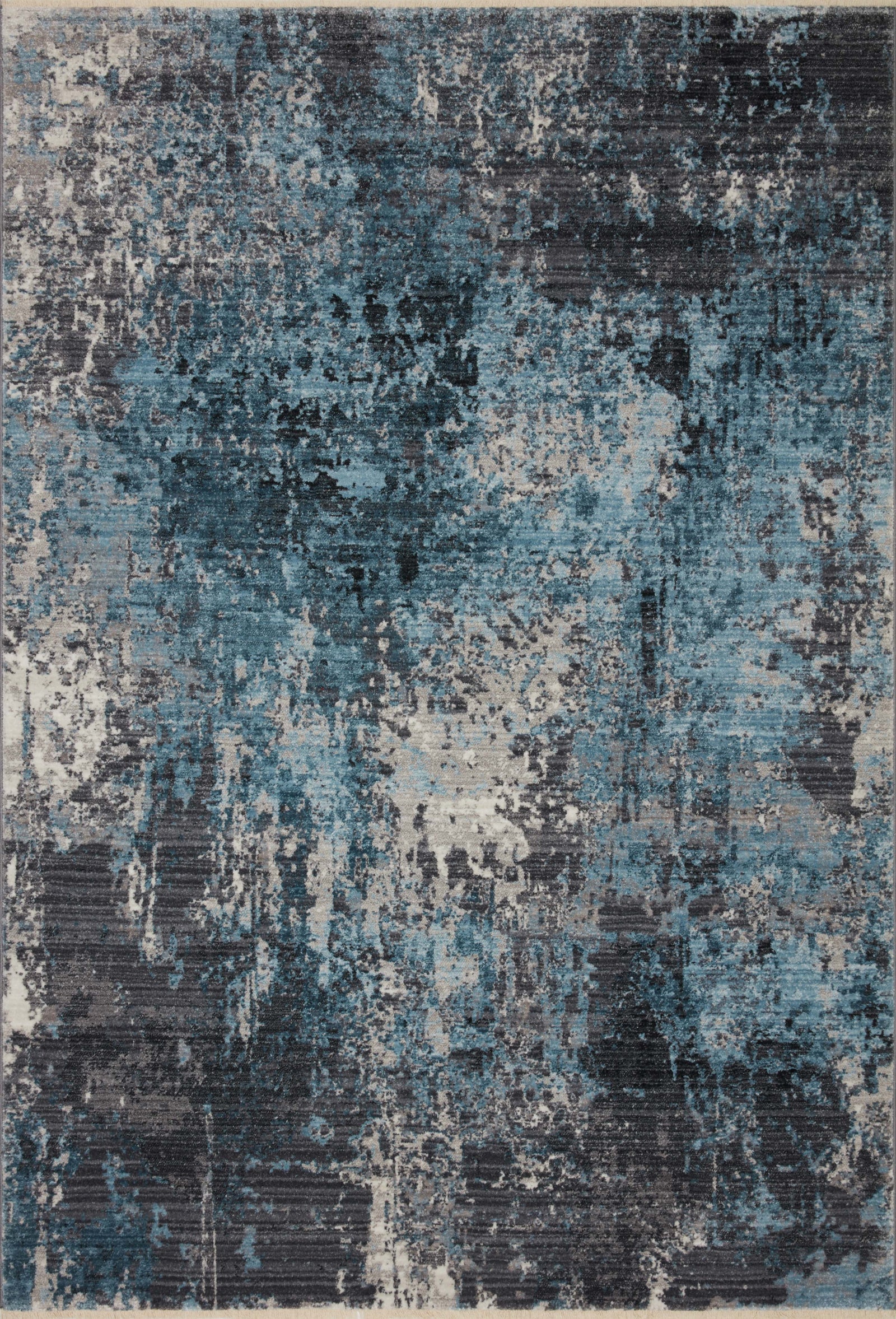 front view of Samra Charcoal / Sky luxury Rug