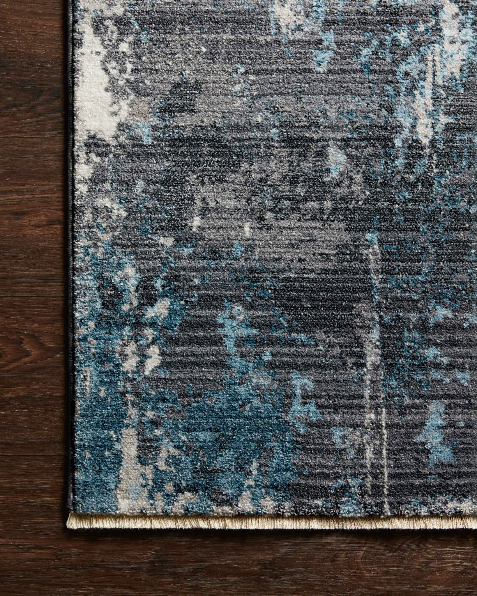 lifestyle view of Samra Charcoal / Sky luxury Rug