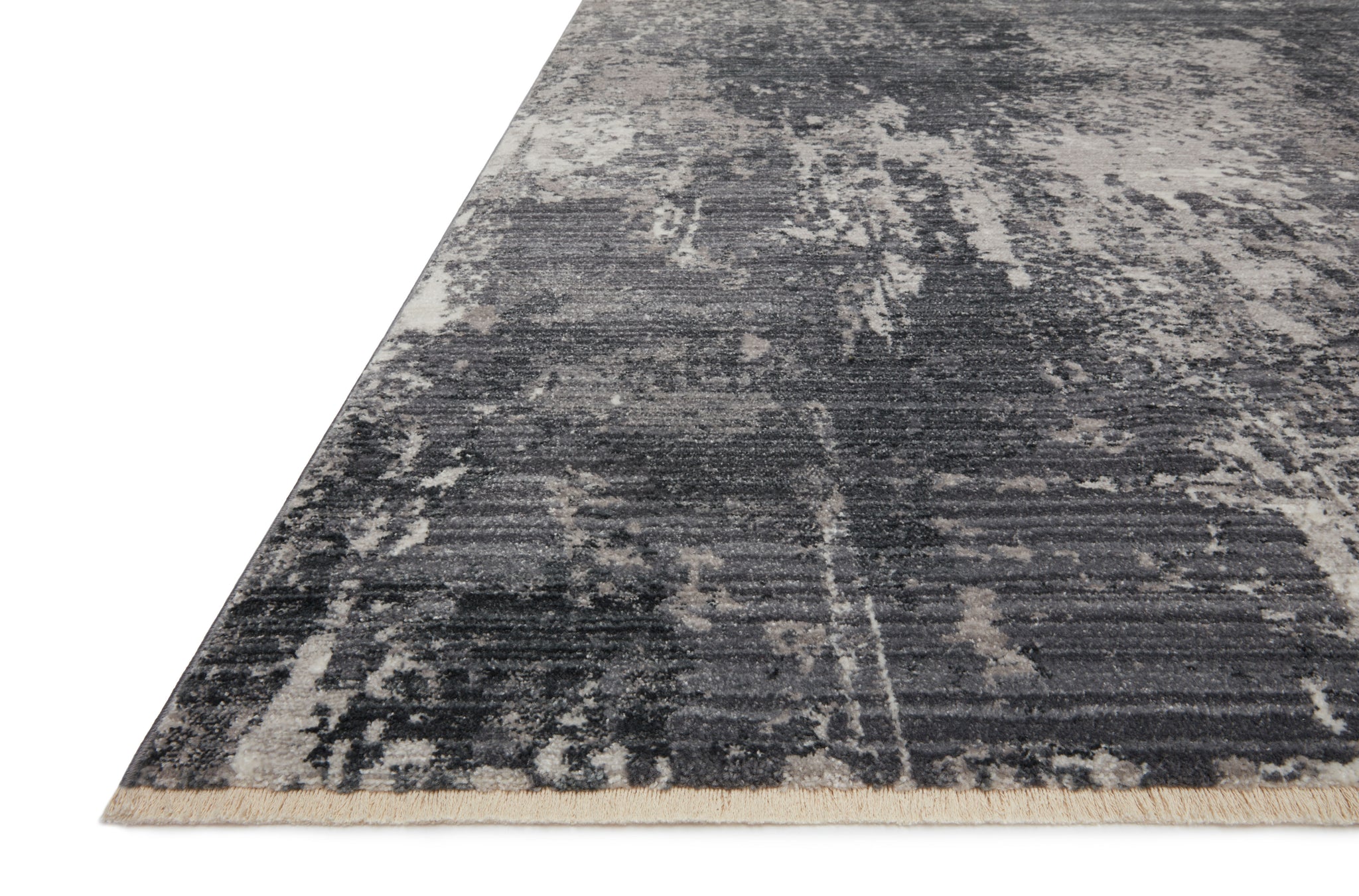 side view of Samra Charcoal / Silver luxury Rug