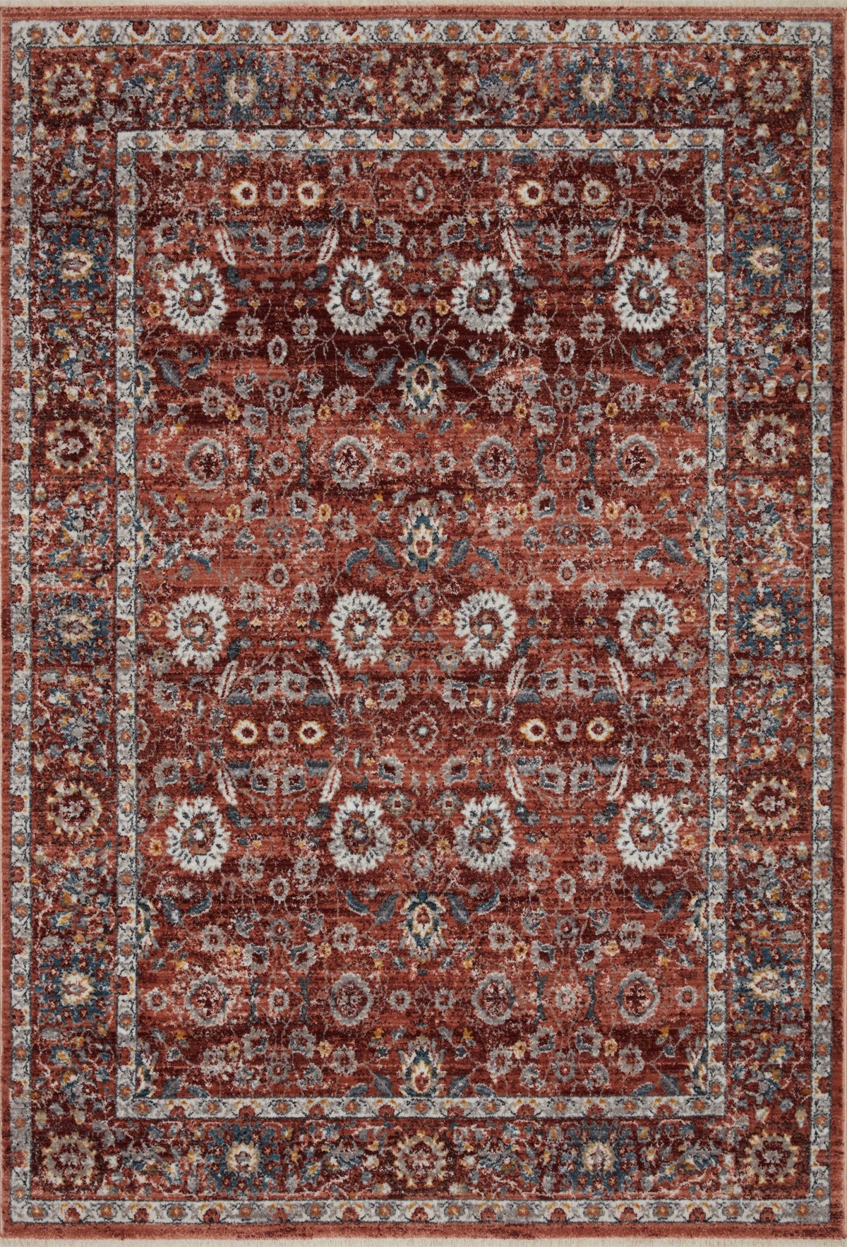 front view of Samra Brick / Multi luxury Rug