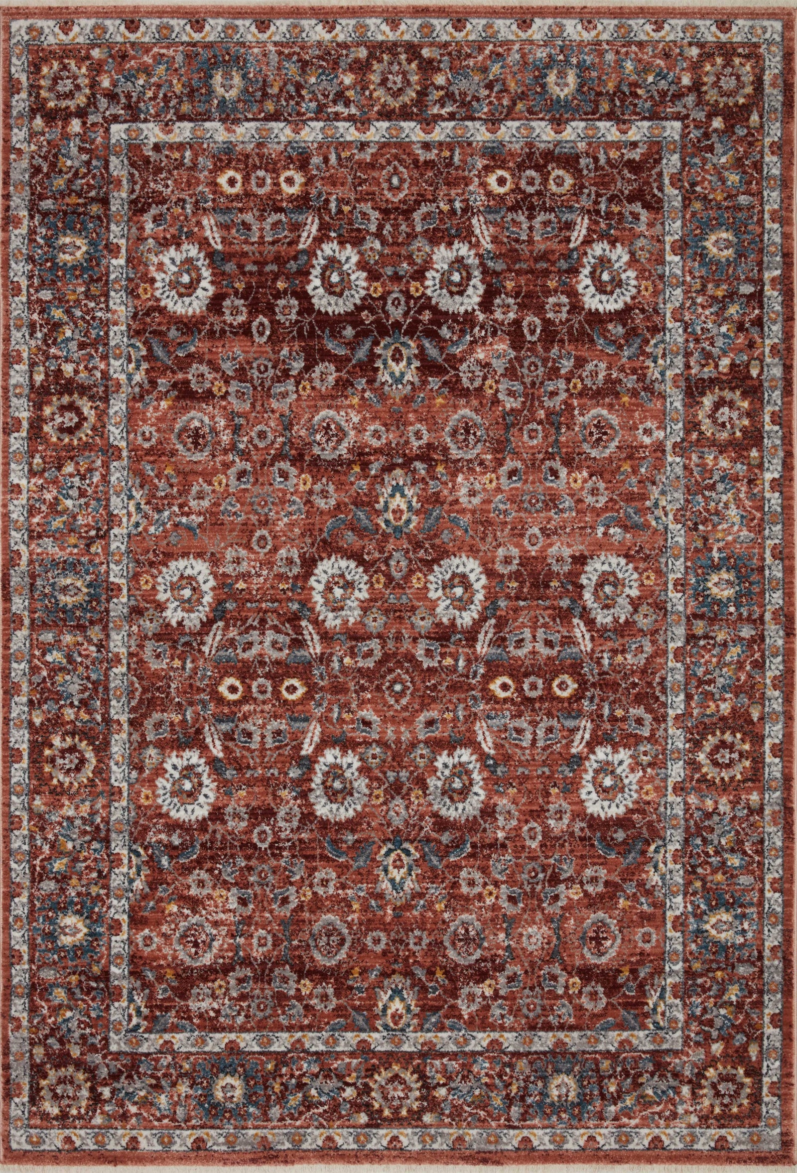 front view of Samra Brick / Multi luxury Rug