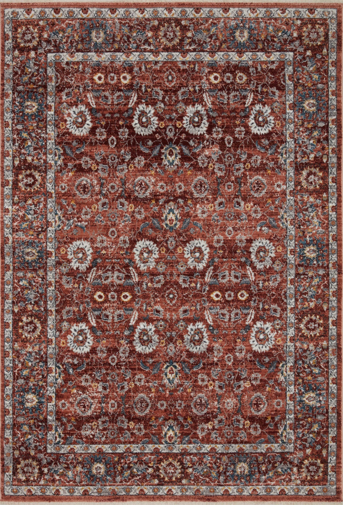 front view of Samra Brick / Multi luxury Rug
