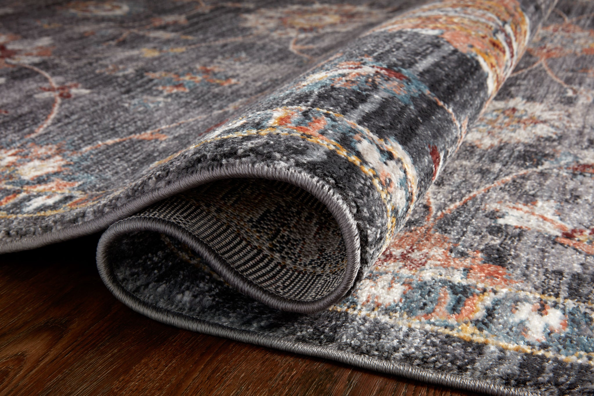 lifestyle view of Samra Charcoal / Multi luxury Rug