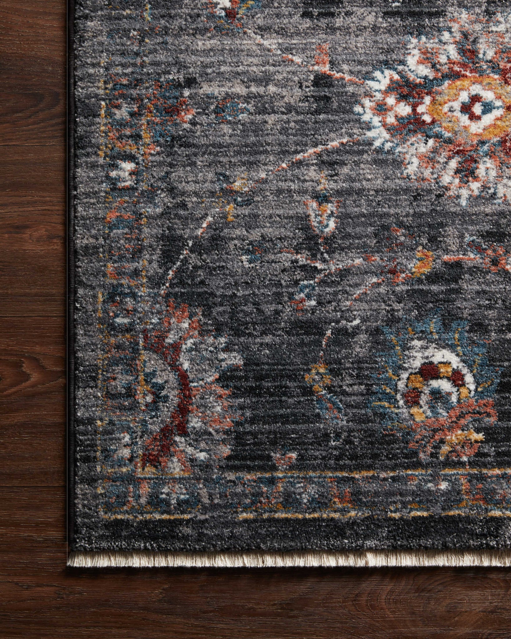 lifestyle view of Samra Charcoal / Multi luxury Rug