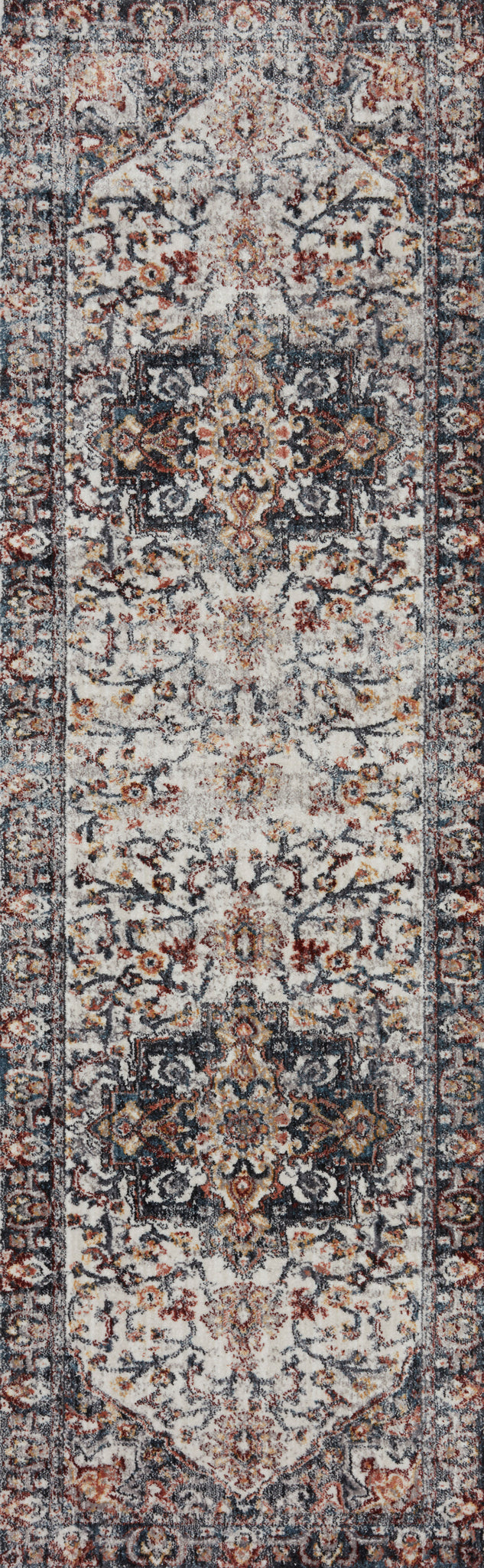 detail view of Samra Ivory / Denim luxury Rug