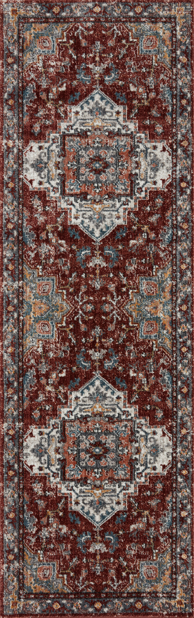 detail view of Samra Brick / Grey luxury Rug