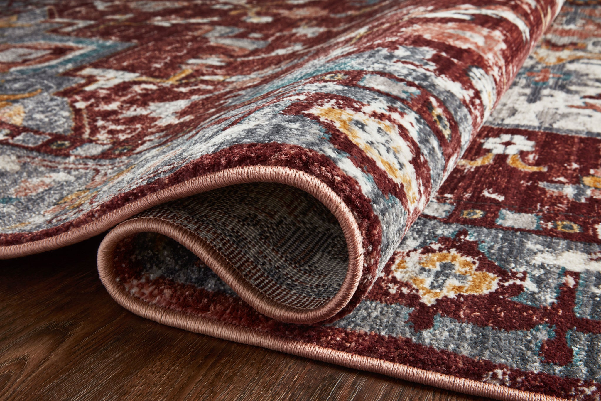 lifestyle view of Samra Brick / Grey luxury Rug