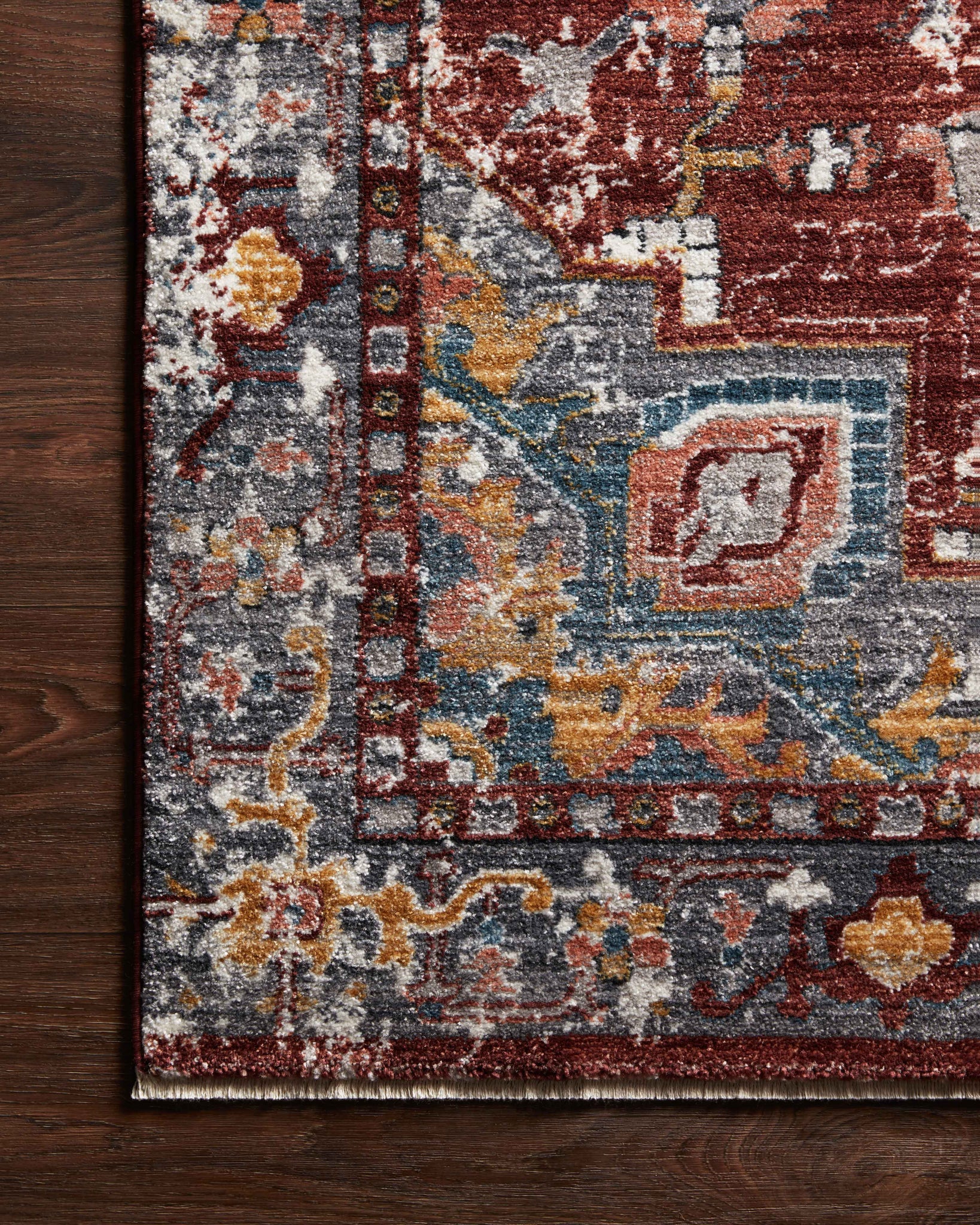 lifestyle view of Samra Brick / Grey luxury Rug