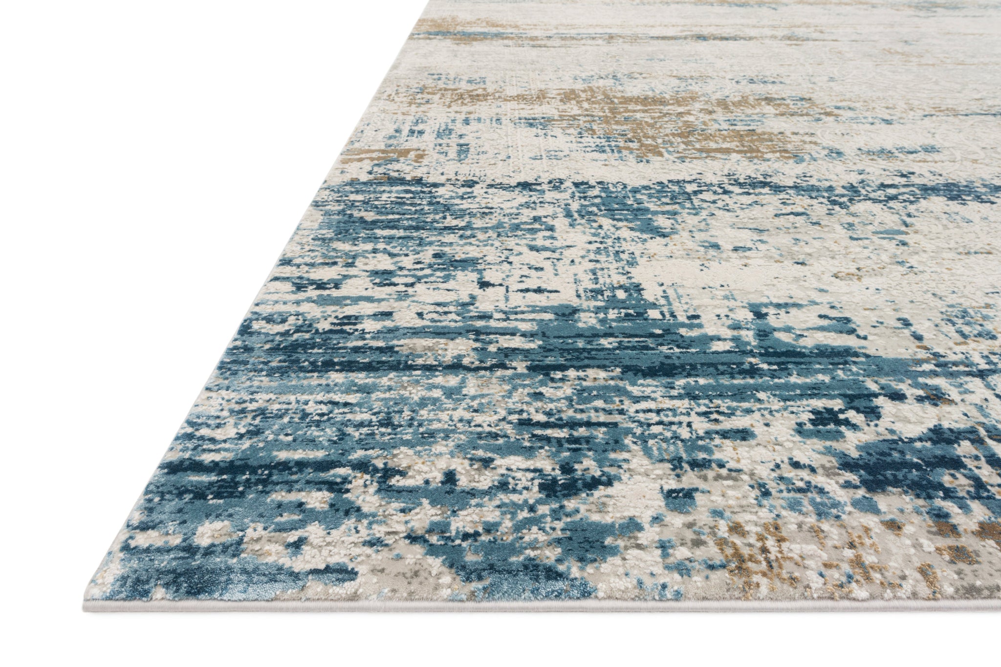 angle view of Sienne Ivory / Azure luxury Rug