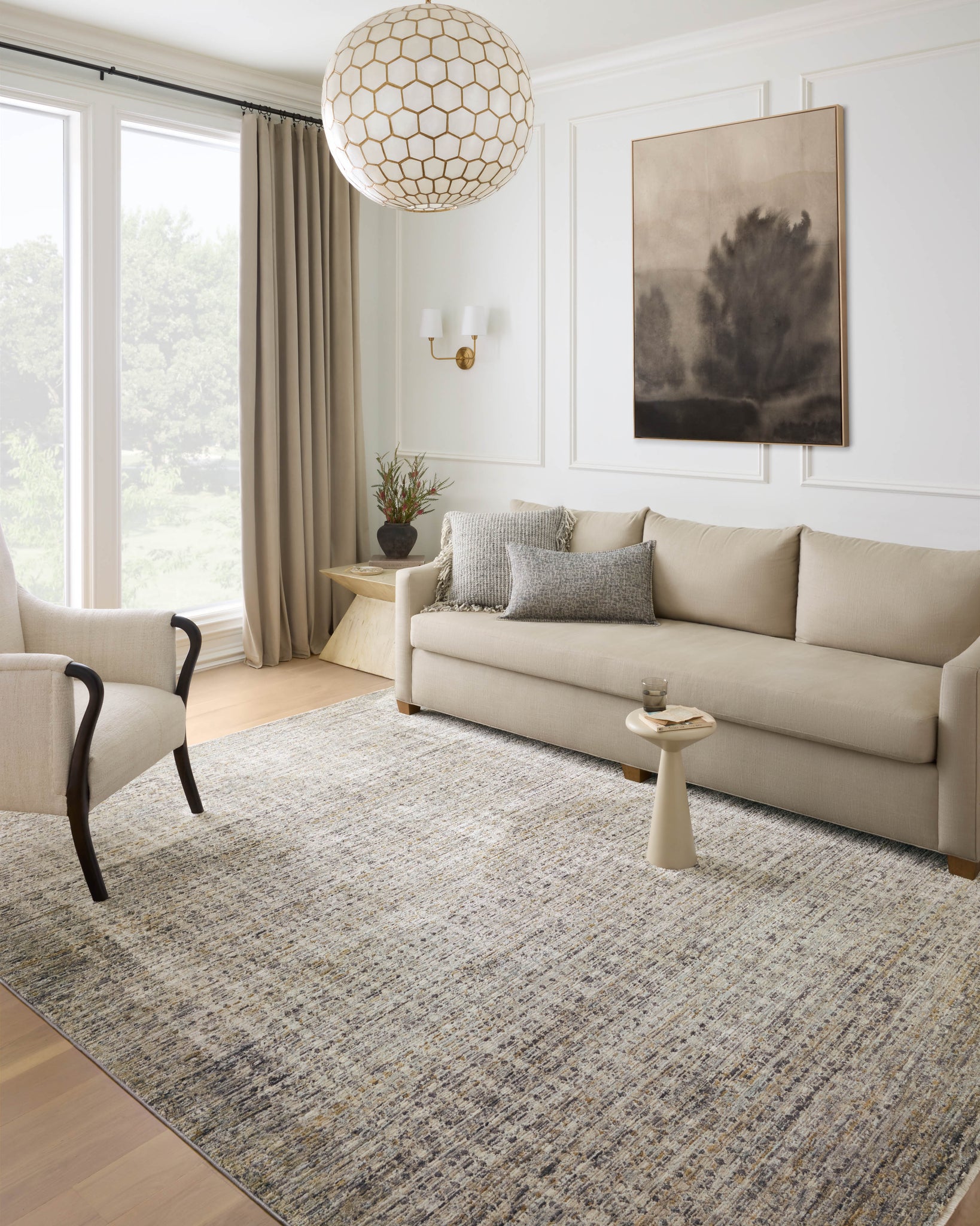 angle view of Soho Charcoal / Multi luxury Rug