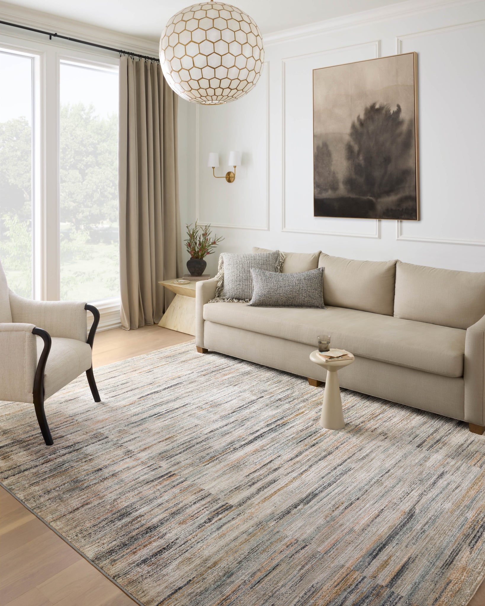 angle view of Soho Multi / Dove luxury Rug