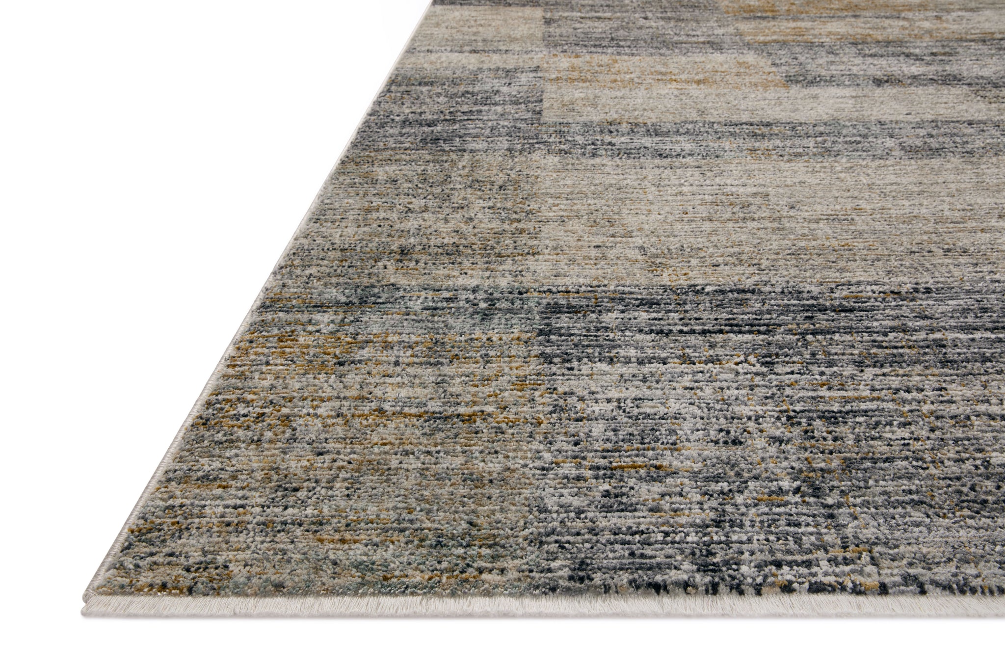 side view of Soho Grey / Gold luxury Rug
