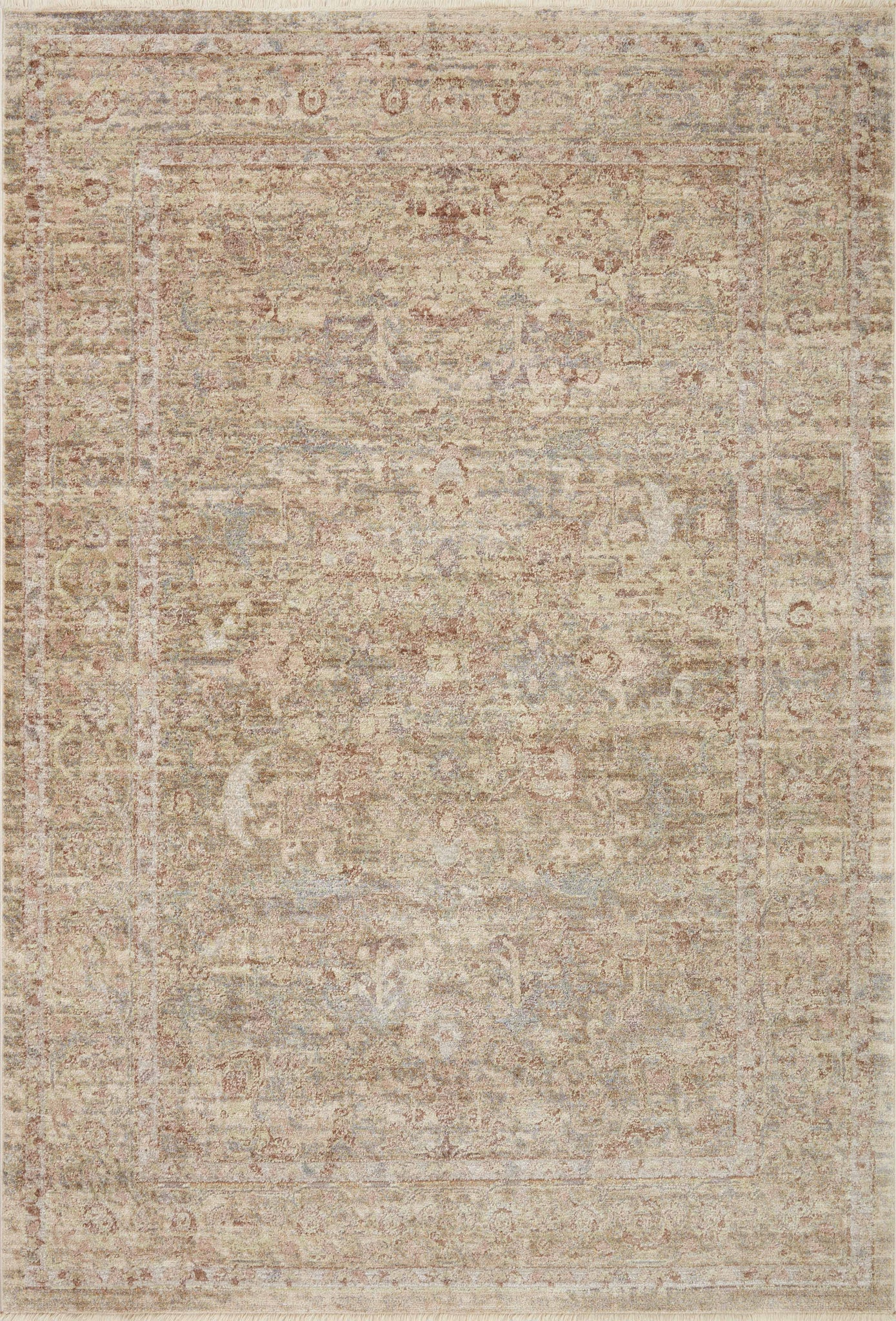 front view of Sonnet Moss / Natural luxury Rug