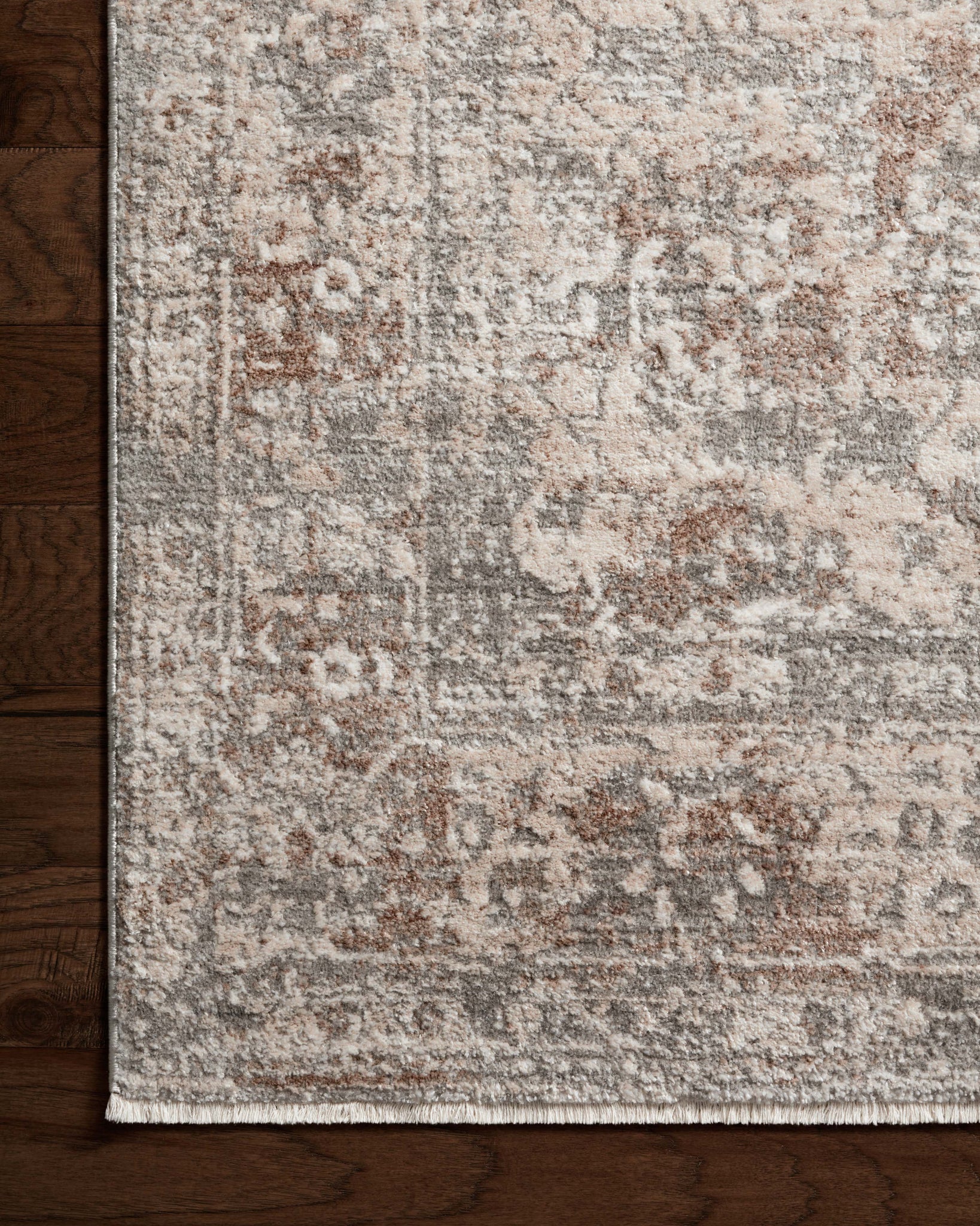 side view of Sonnet Silver / Natural luxury Rug
