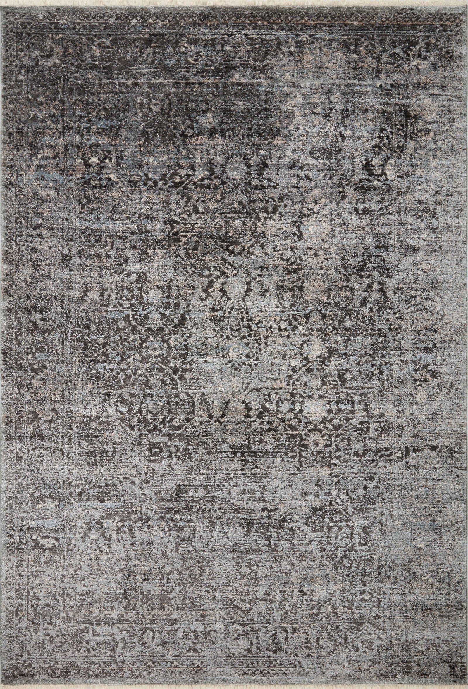 front view of Sonnet Charcoal / Mist luxury Rug