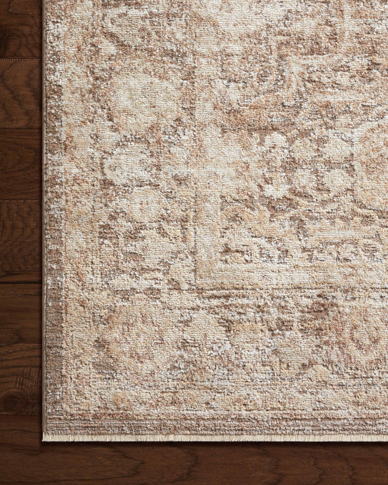 side view of Sonnet Mocha / Tan luxury Rug