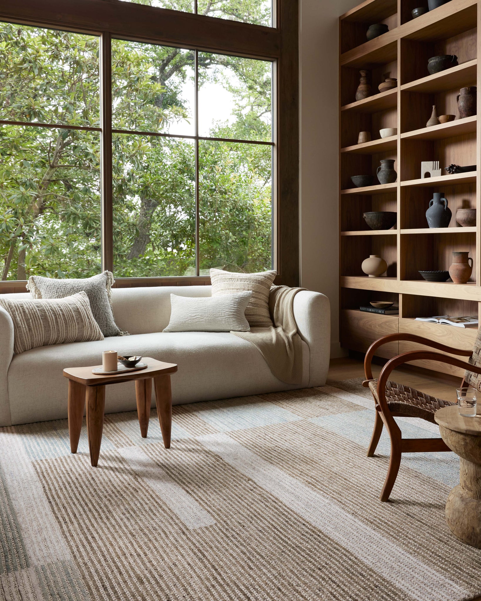 angle view of Stiles Tobacco / Lagoon luxury Rug