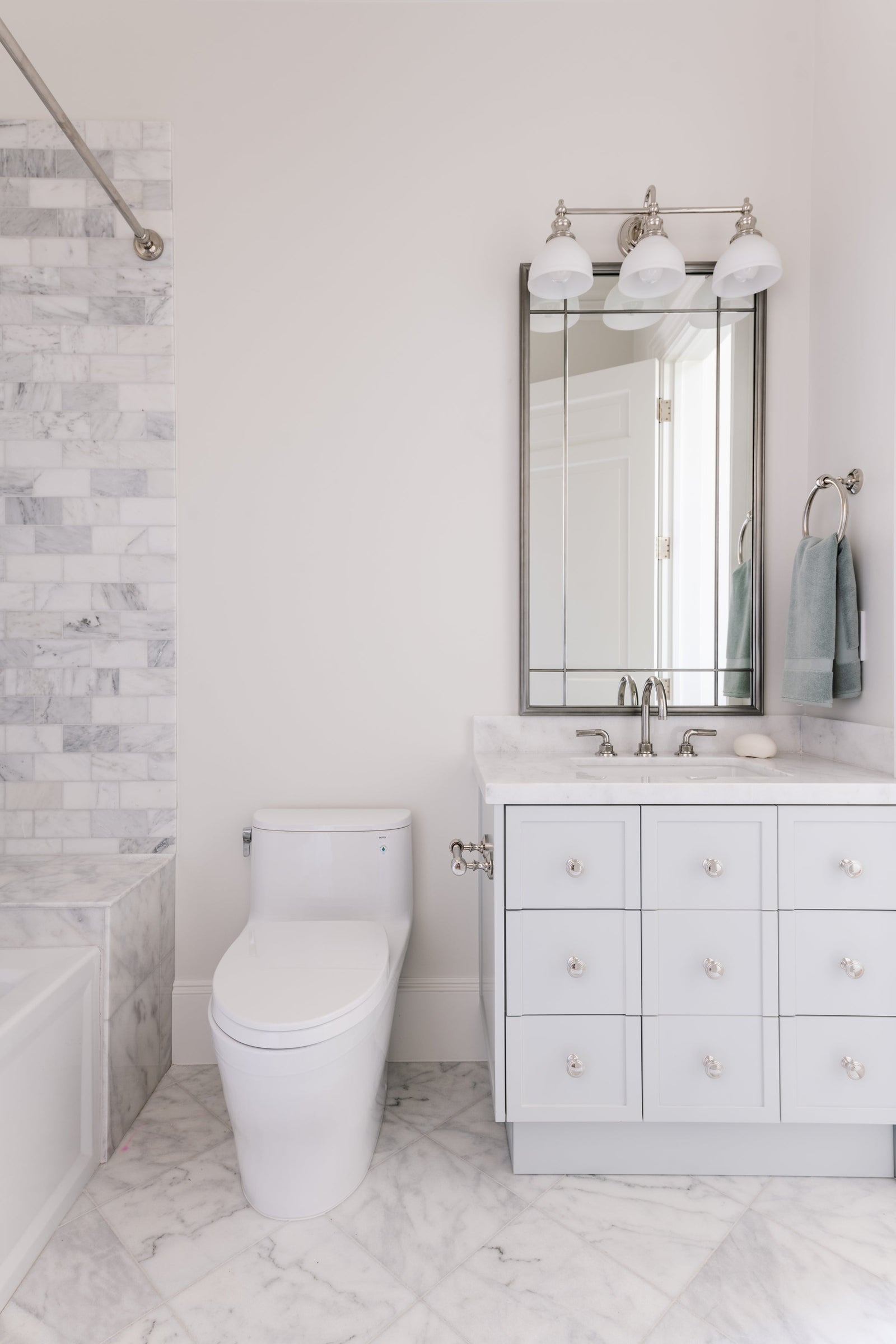 Sutton Bath And Vanity 26" in polished nickel — a Hudson Valley bath and vanity for bathrooms and powder rooms at Laurie Yapp Home.