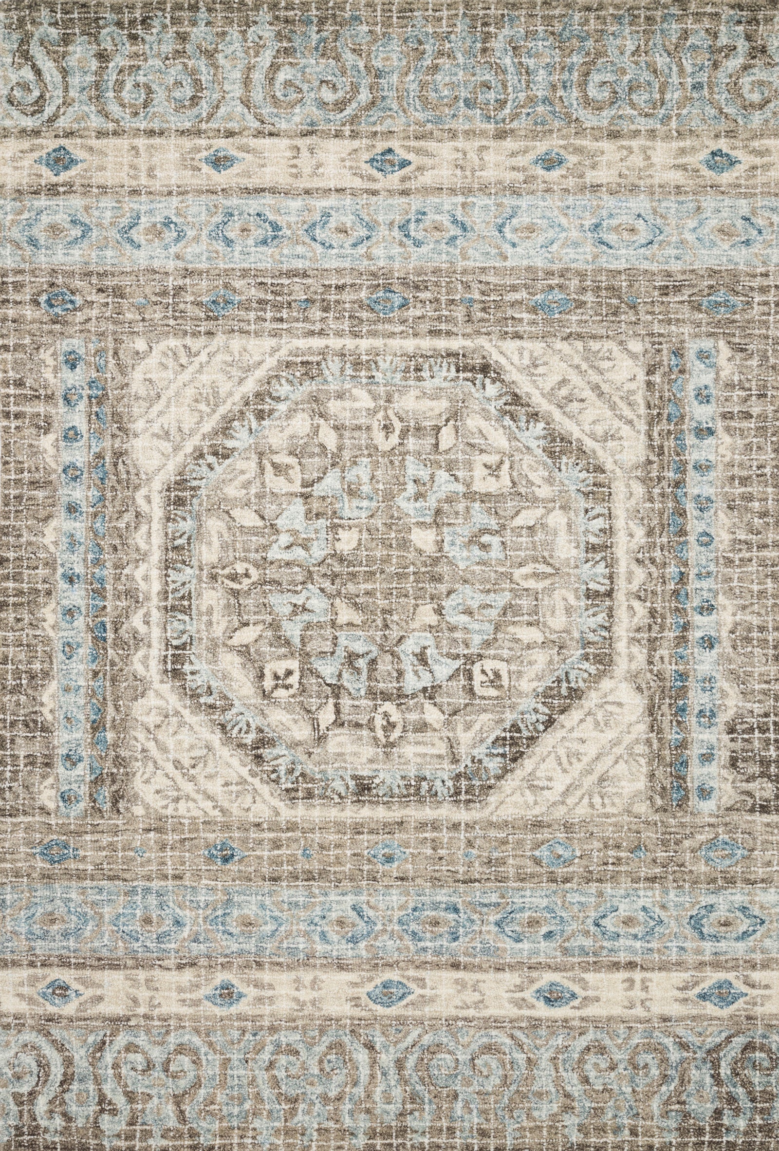 front view of Tatum Stone / Blue luxury Rug