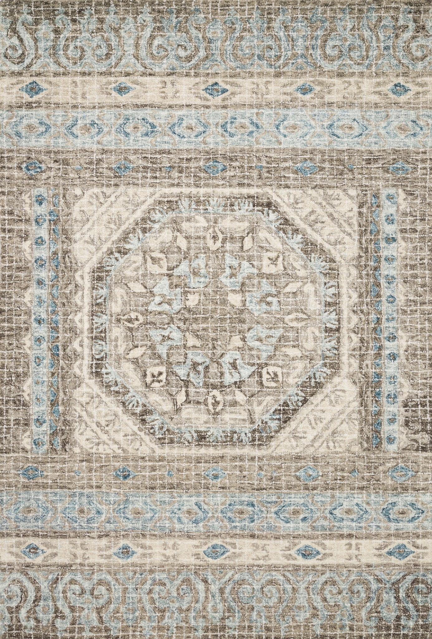 front view of Tatum Stone / Blue luxury Rug