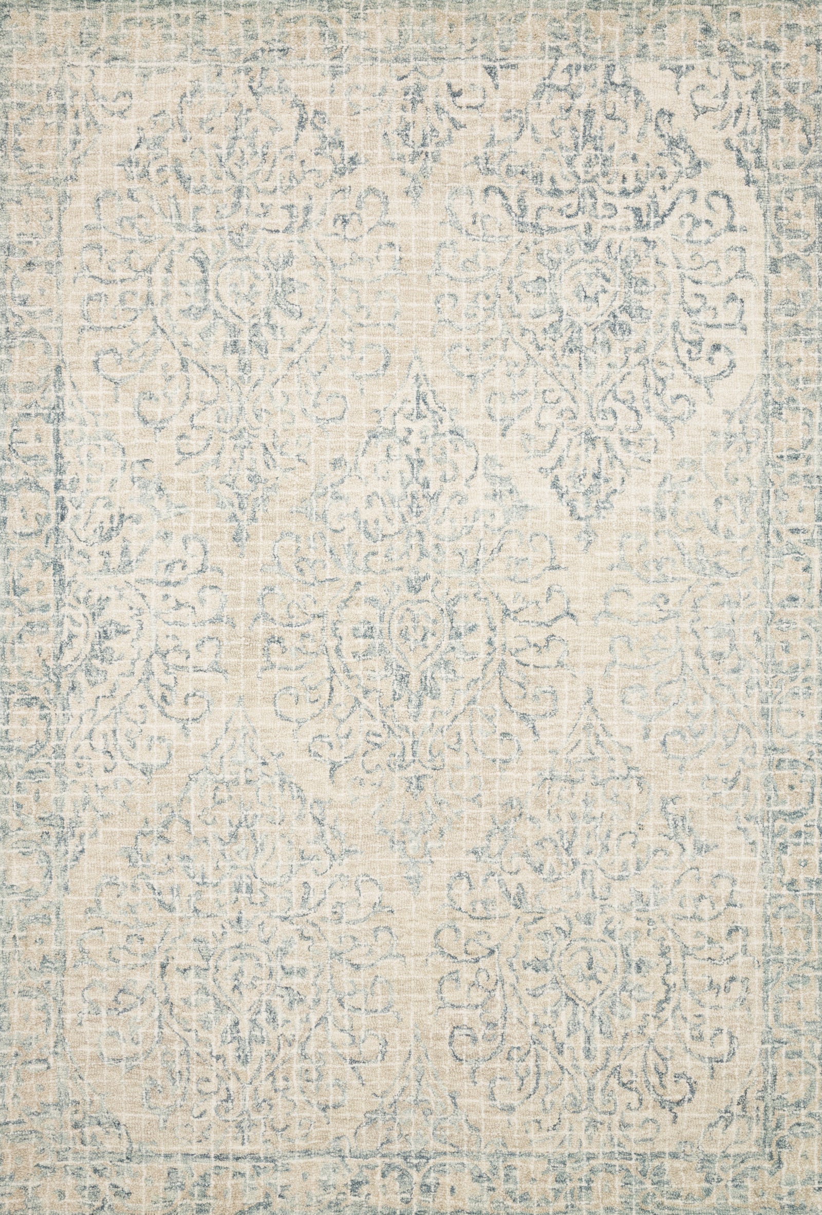 front view of Tatum Natural / Sky luxury Rug