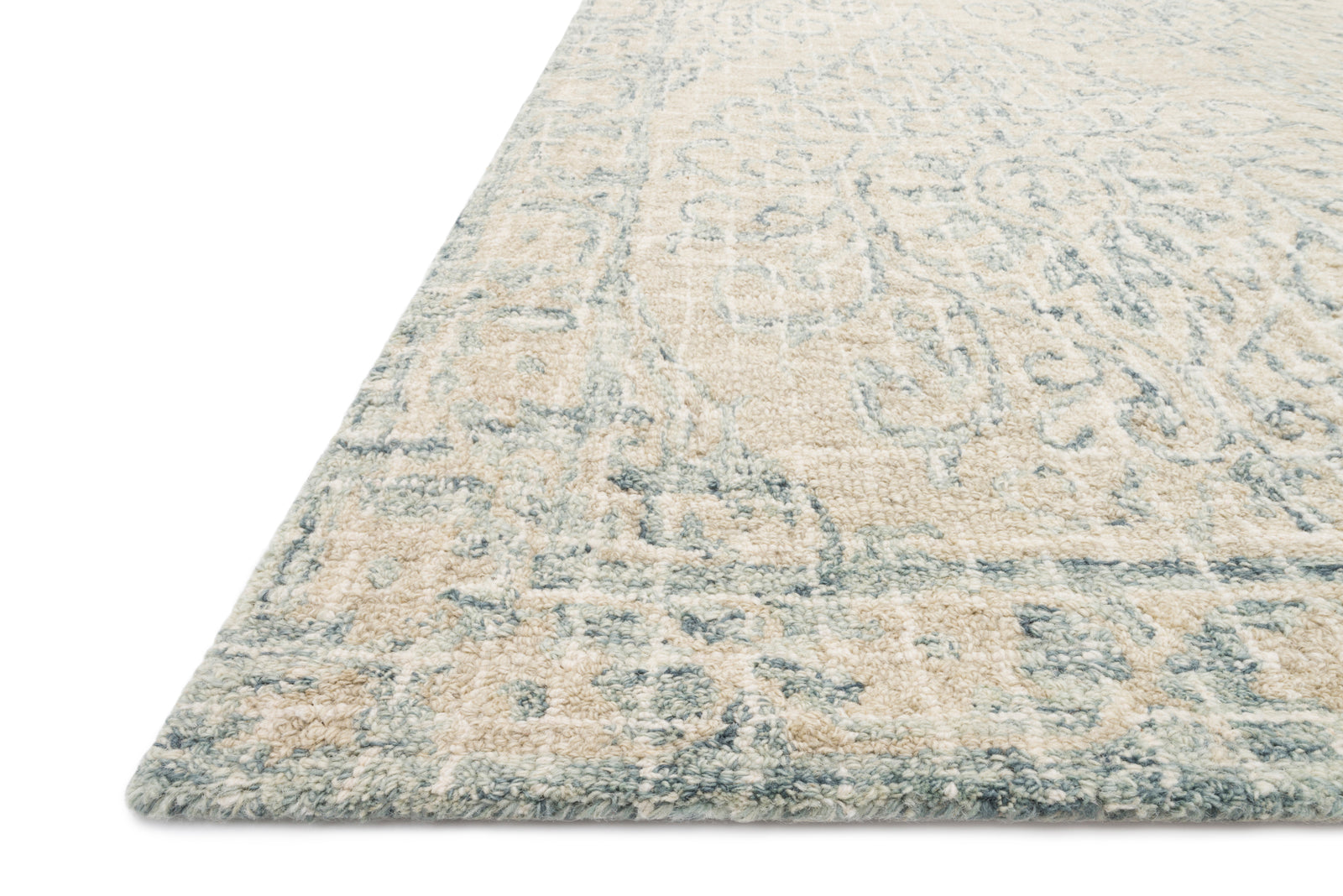 front view of Tatum Natural / Sky luxury Rug