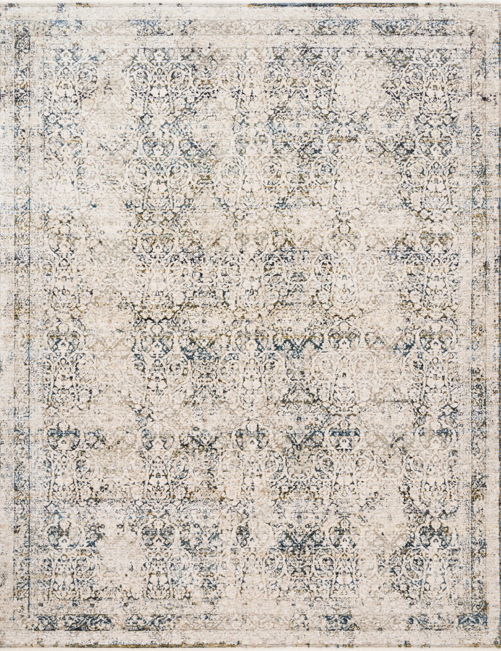 front view of Theia Natural / Ocean luxury Rug