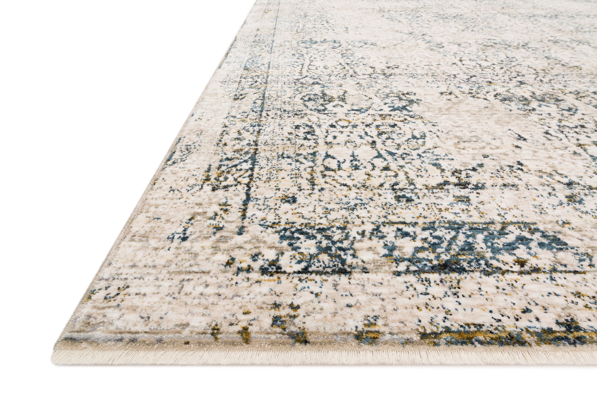 angle view of Theia Natural / Ocean luxury Rug