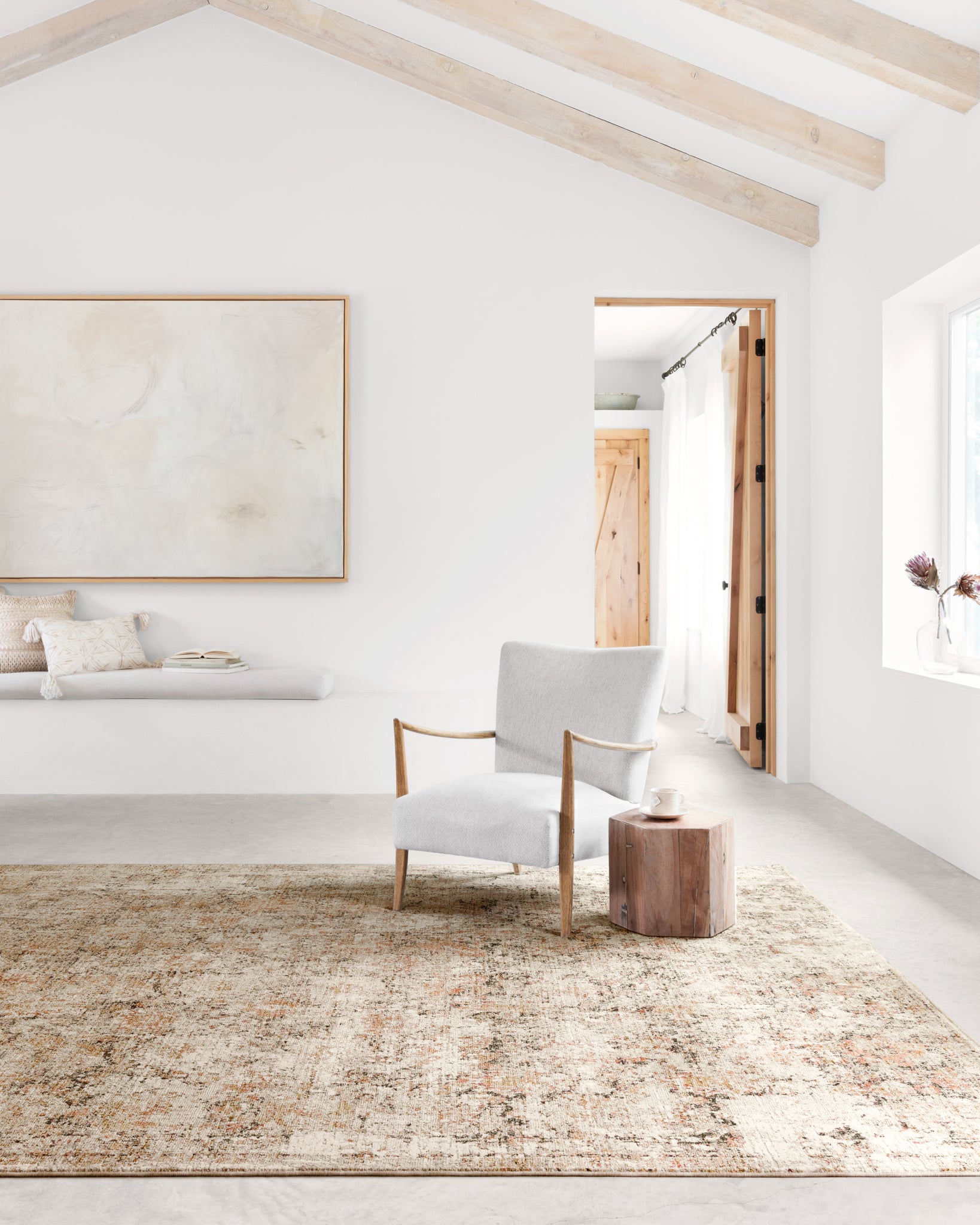 angle view of Theia Taupe / Gold luxury Rug