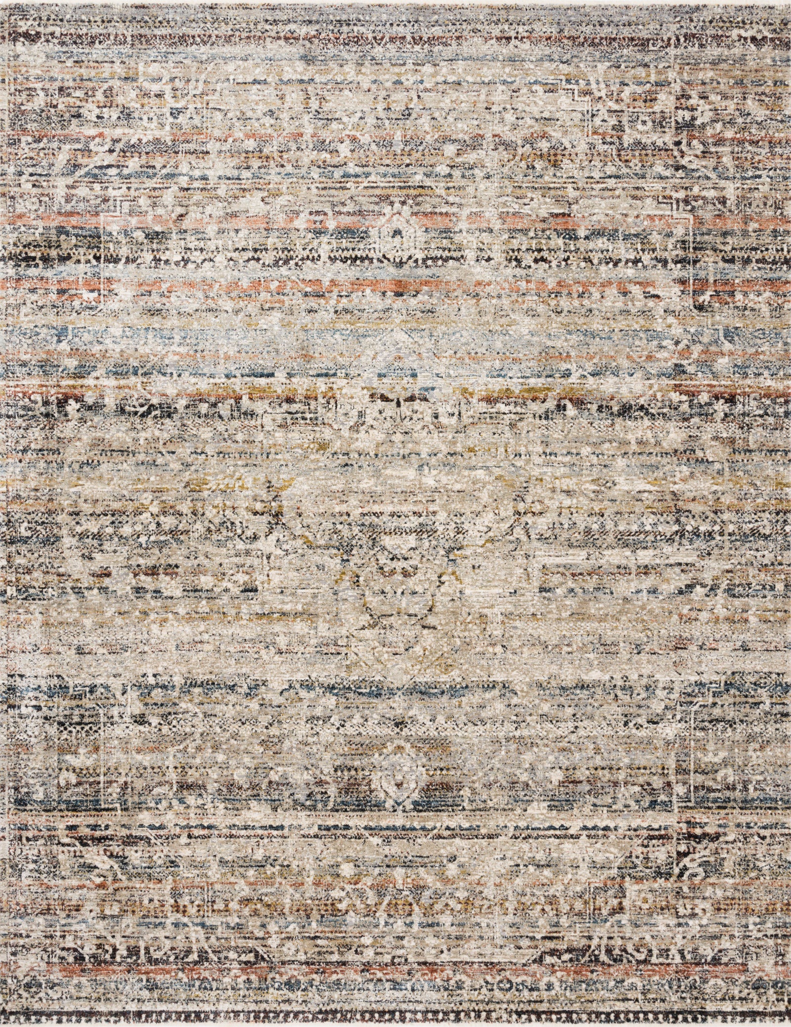 front view of Theia Taupe / Multi luxury Rug
