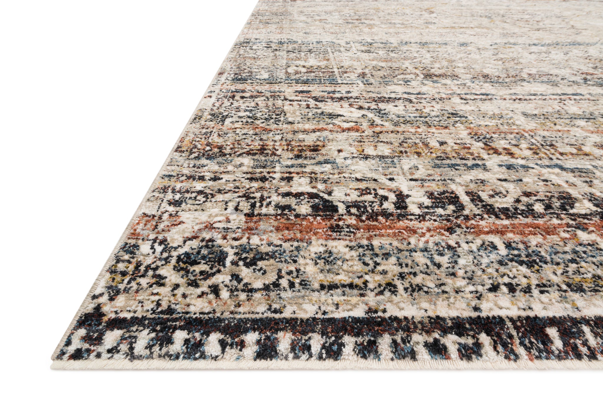 side view of Theia Taupe / Multi luxury Rug
