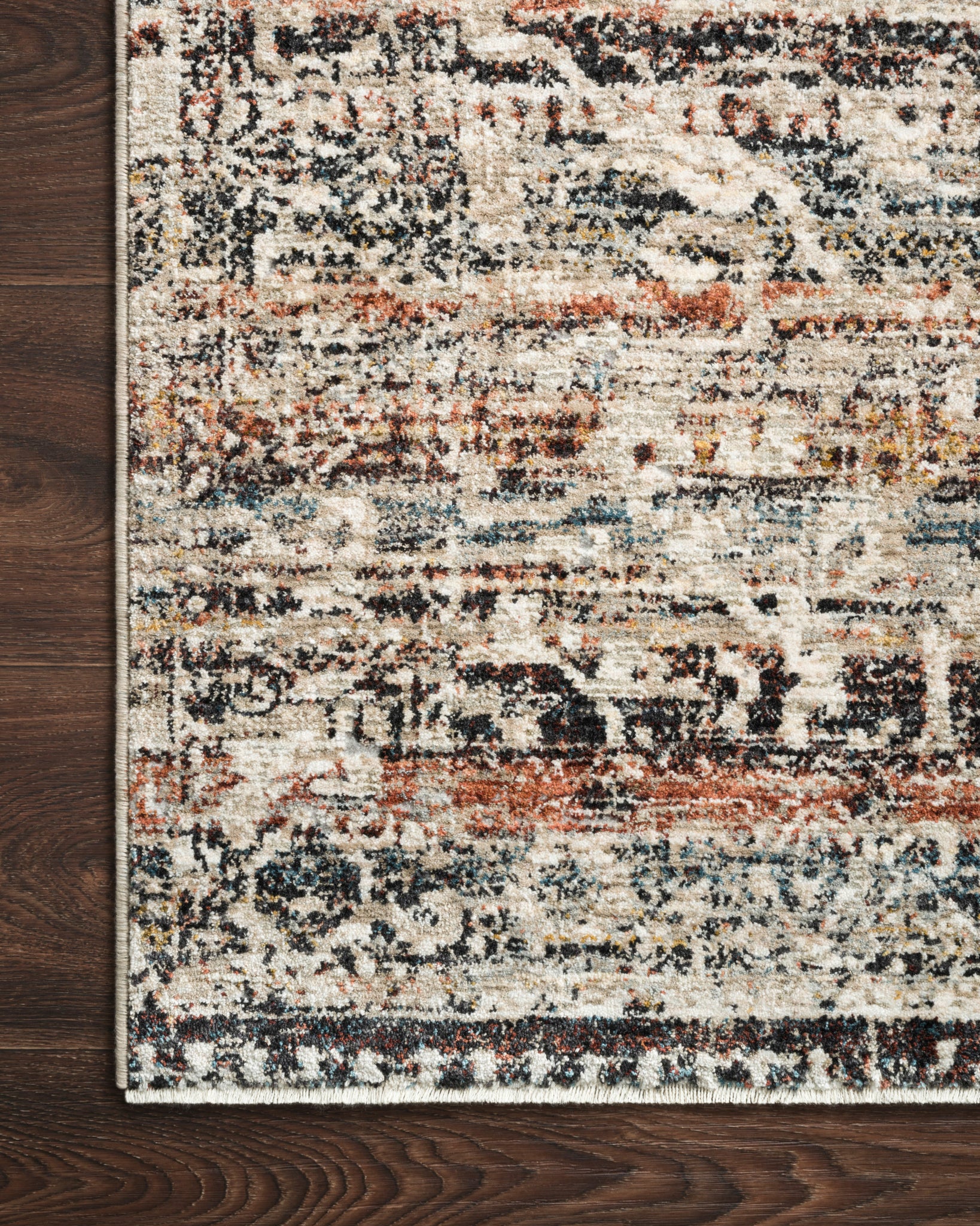detail view of Theia Taupe / Multi luxury Rug