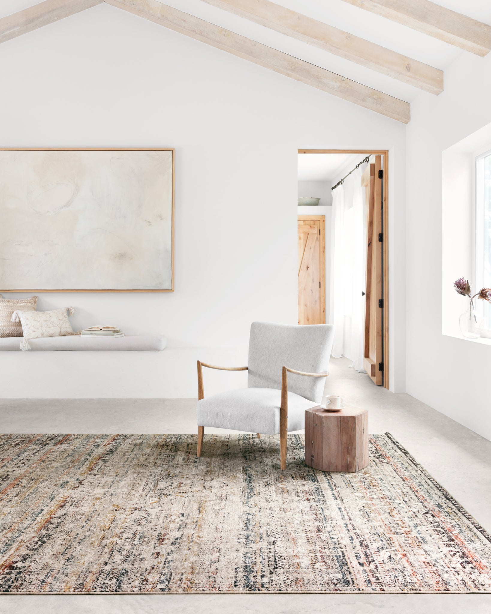angle view of Theia Taupe / Multi luxury Rug