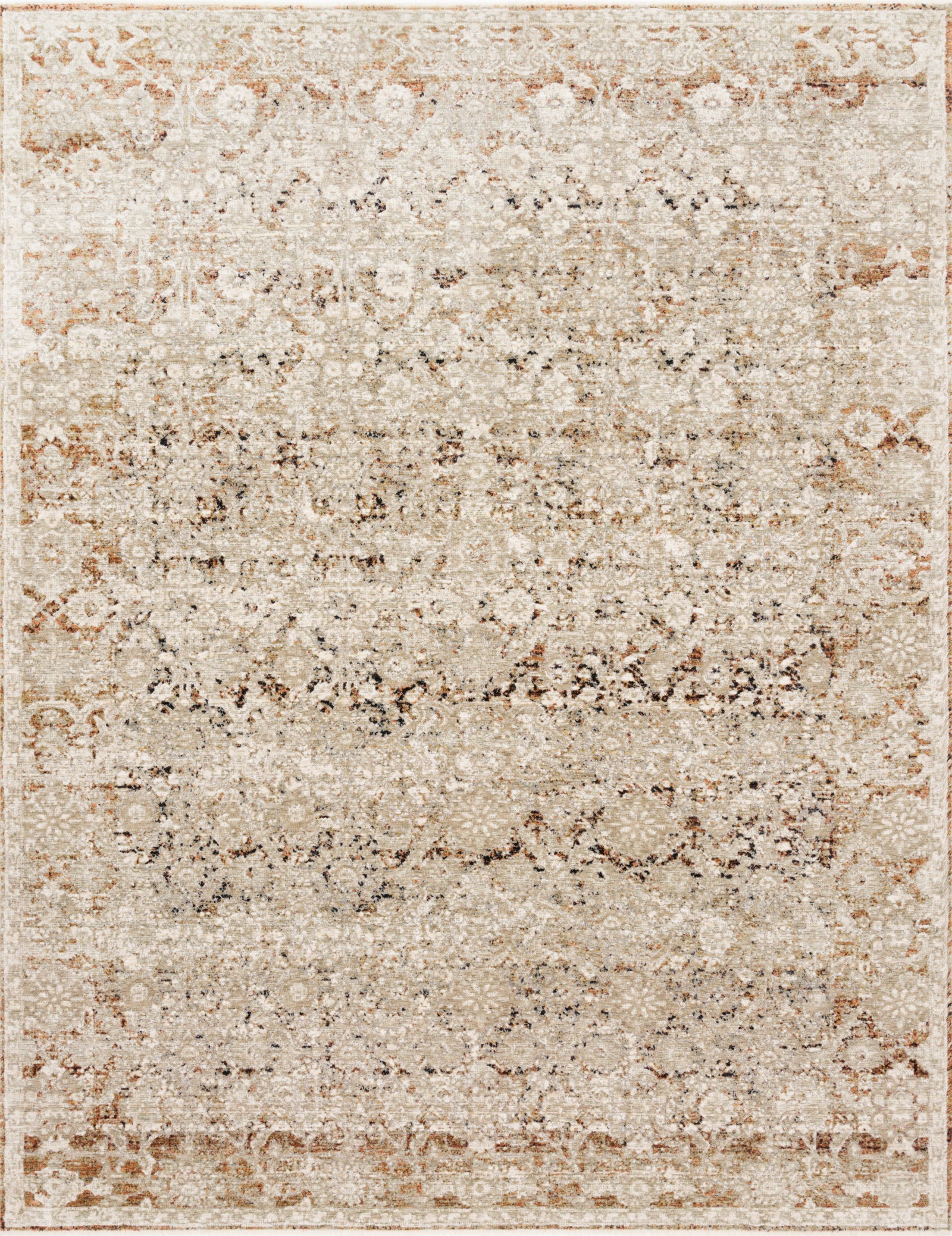 front view of Theia Natural / Rust luxury Rug
