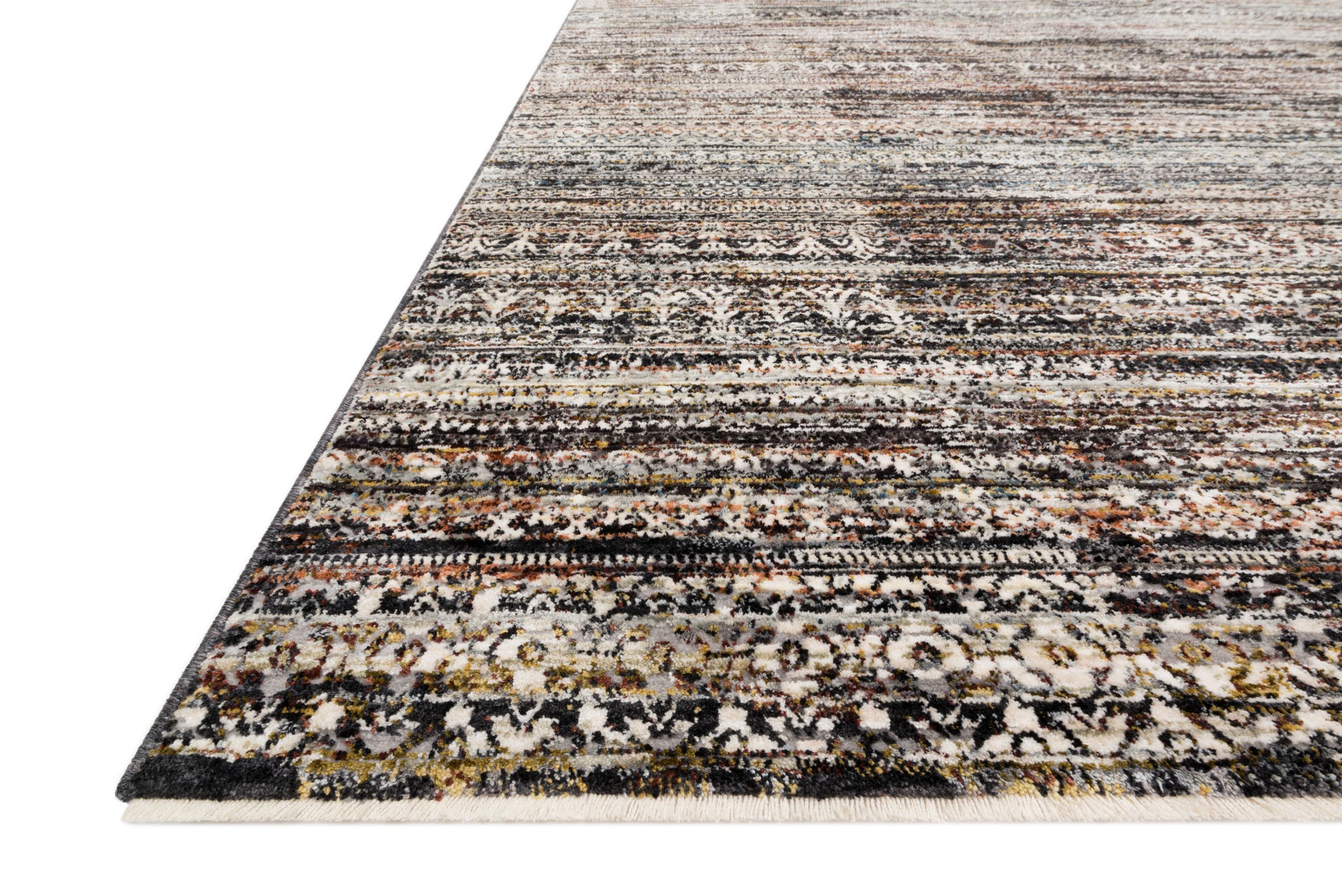 side view of Theia Grey / Multi luxury Rug