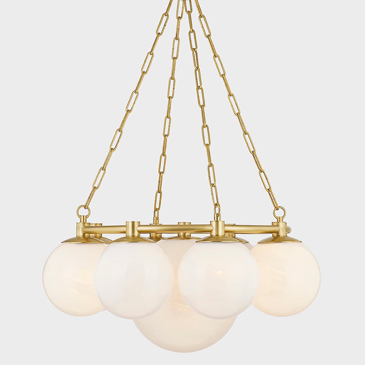 Thornwood Chandelier 29.5" in aged brass — a Hudson Valley chandelier for dining rooms, entries, and living rooms at Laurie Yapp Home.