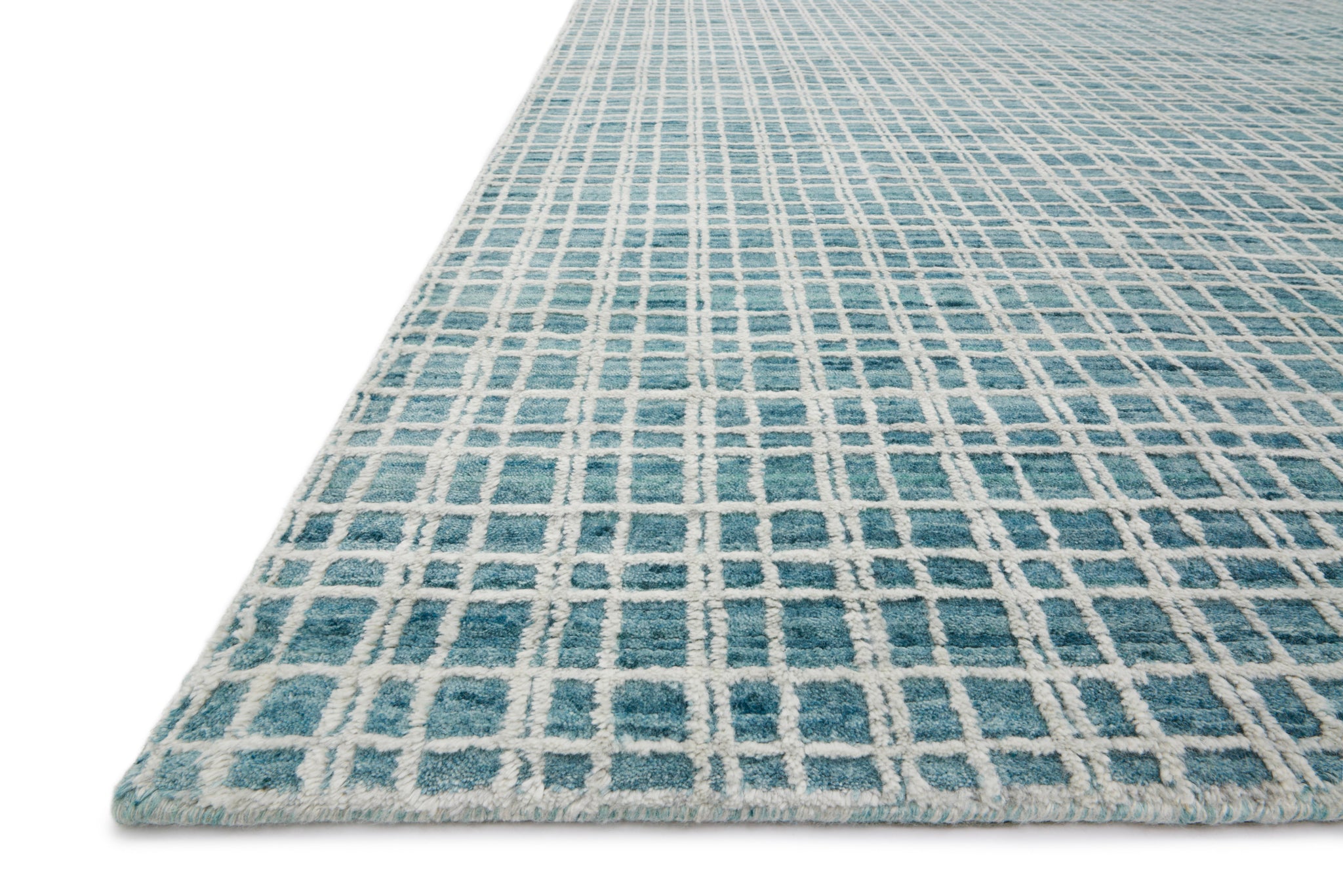 side view of Urbana Aqua luxury Rug