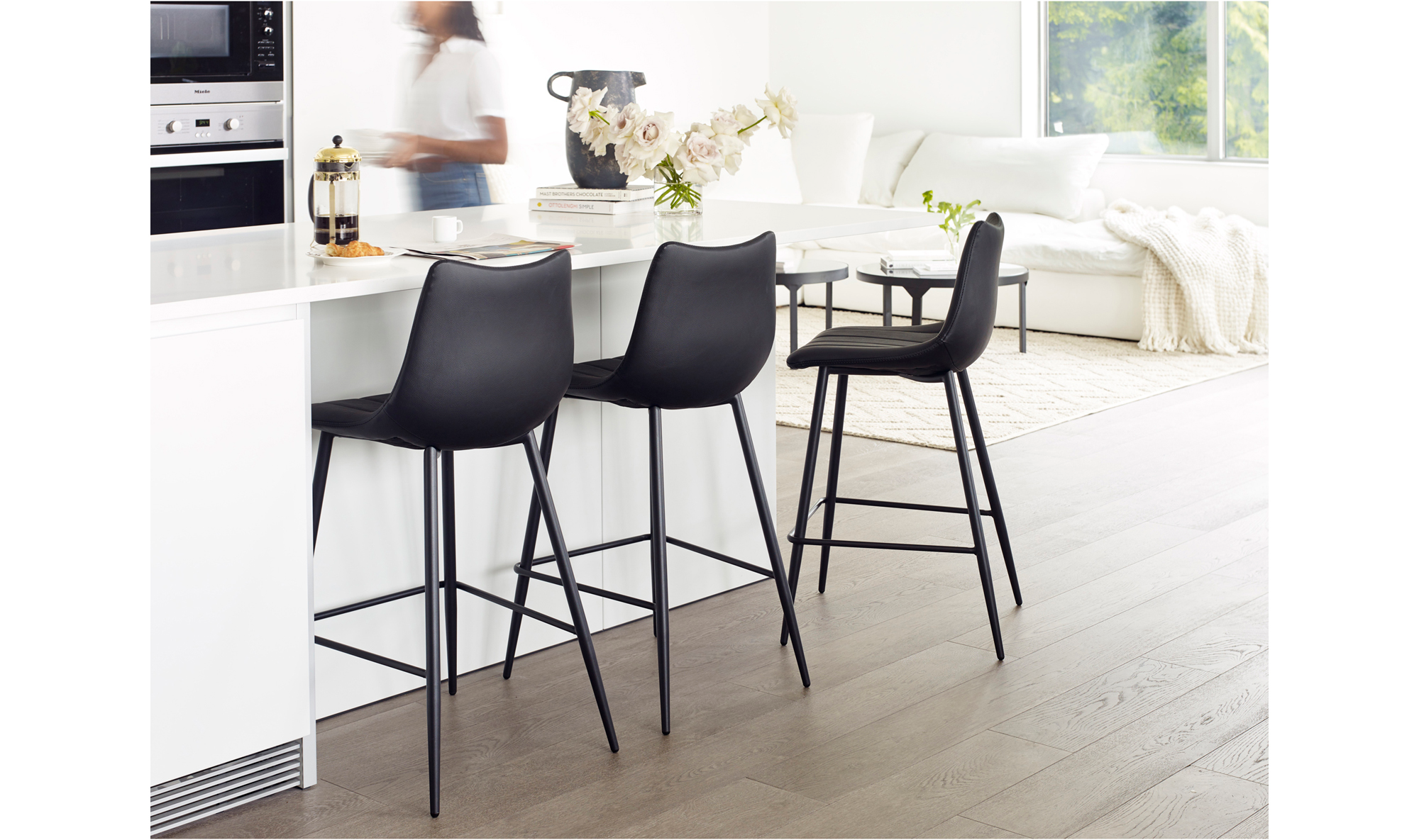 Alibi Counter Stool Matte Black Set of Two