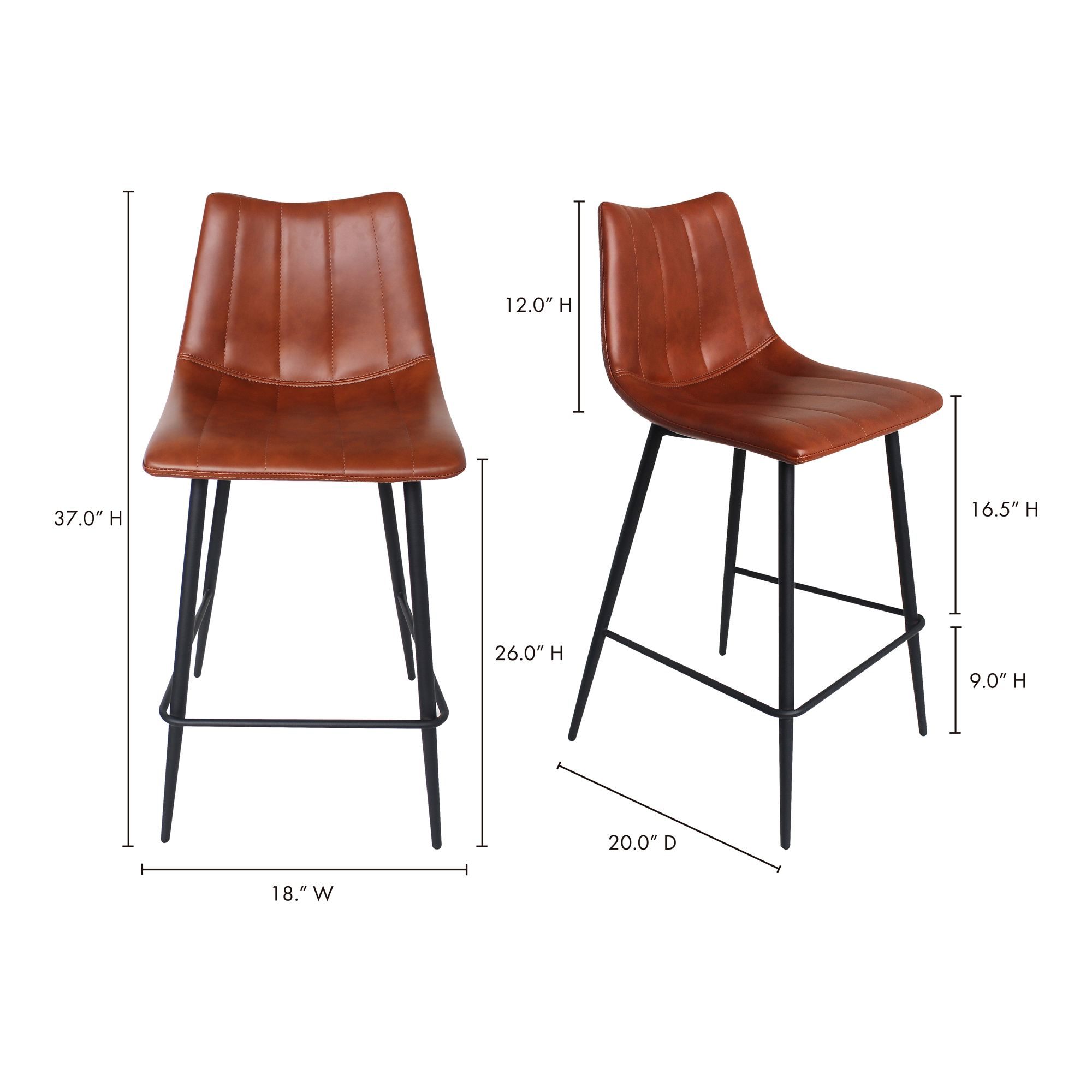 Alibi Counter Stool Brown Set of Two