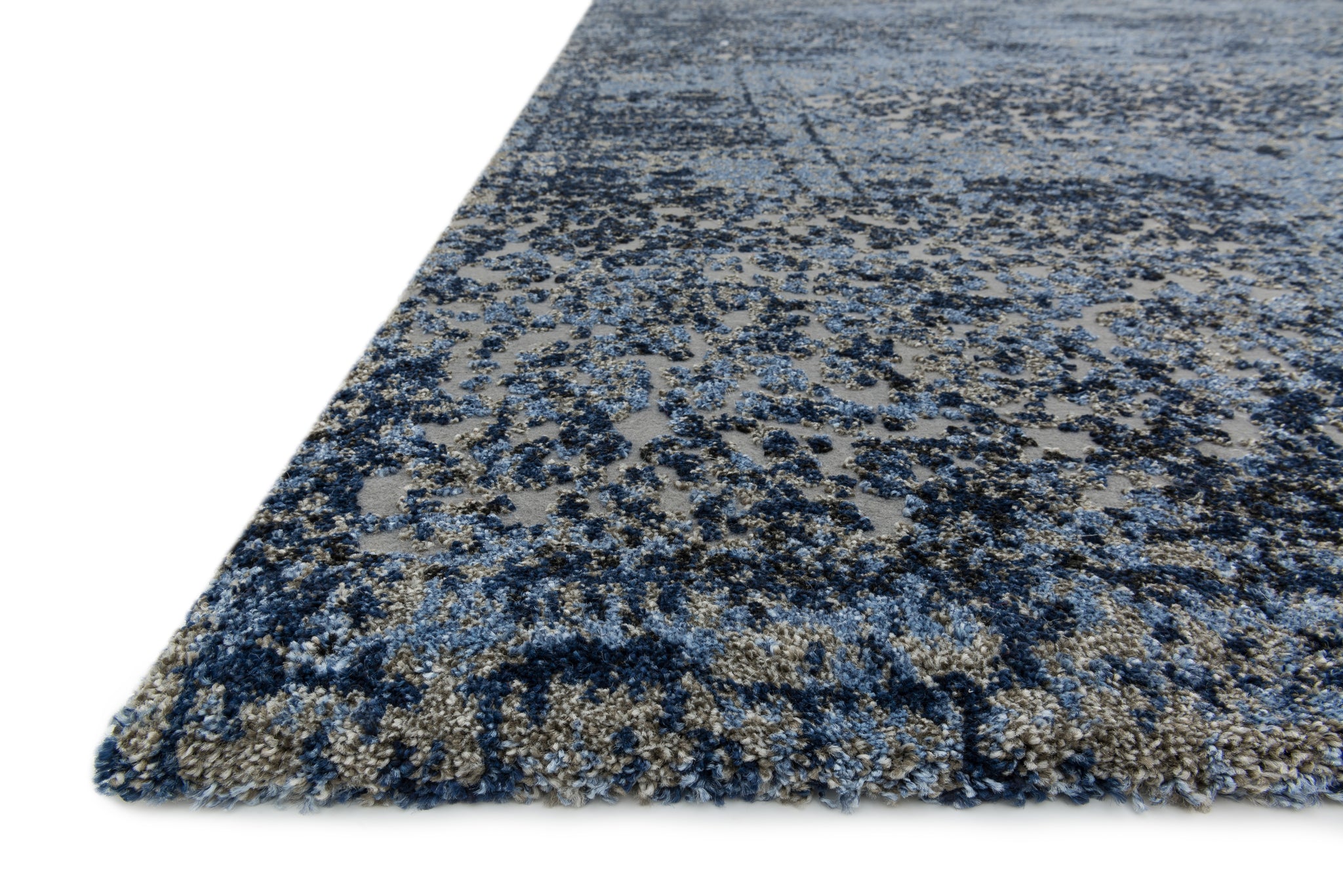 side view of Viera Lt. Blue / Grey luxury Rug