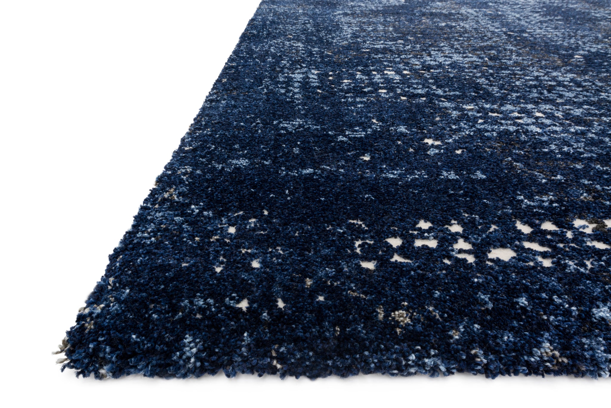 angle view of Viera Dark Blue / Light Blue luxury Rug