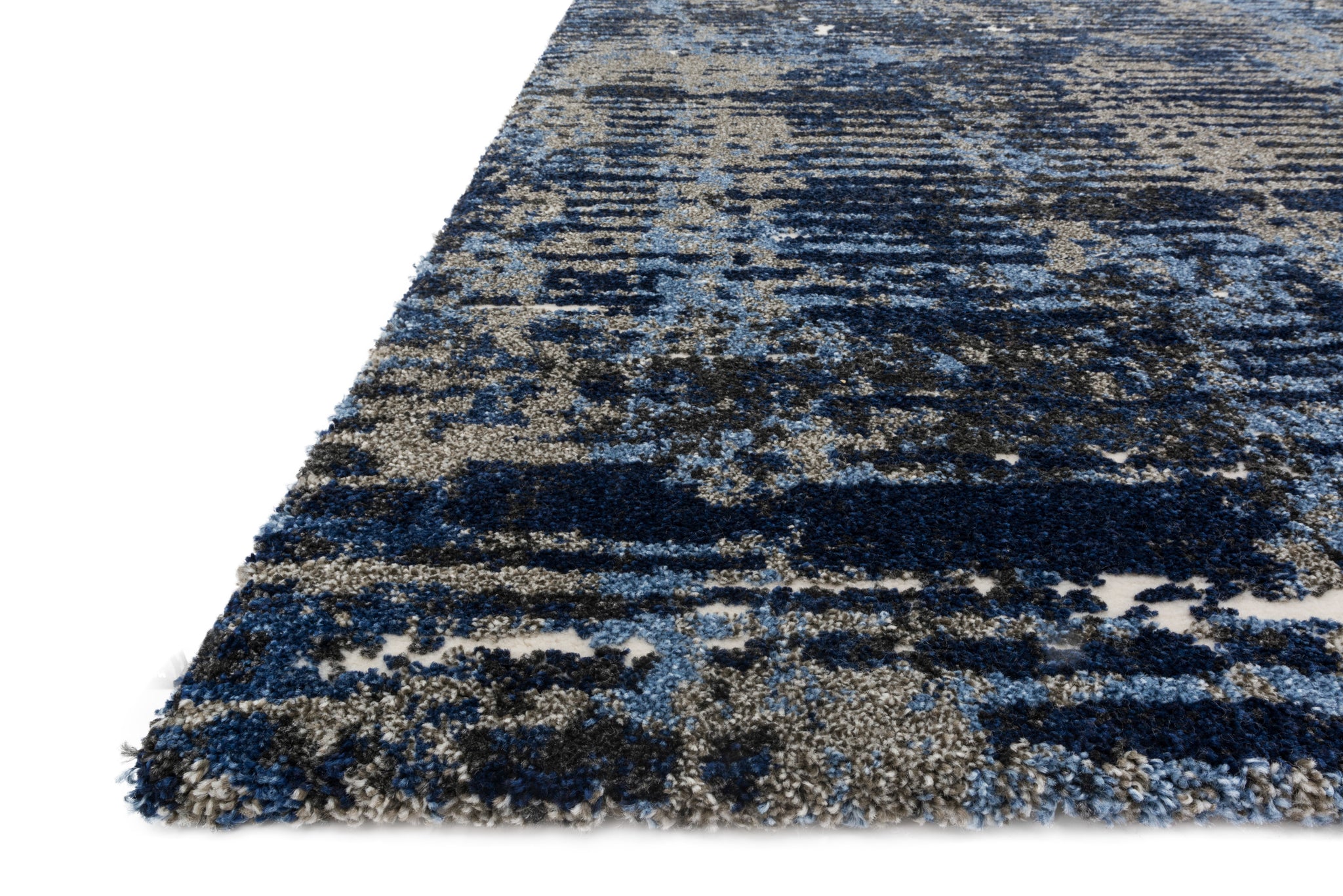 angle view of Viera Dark Blue / Grey luxury Rug