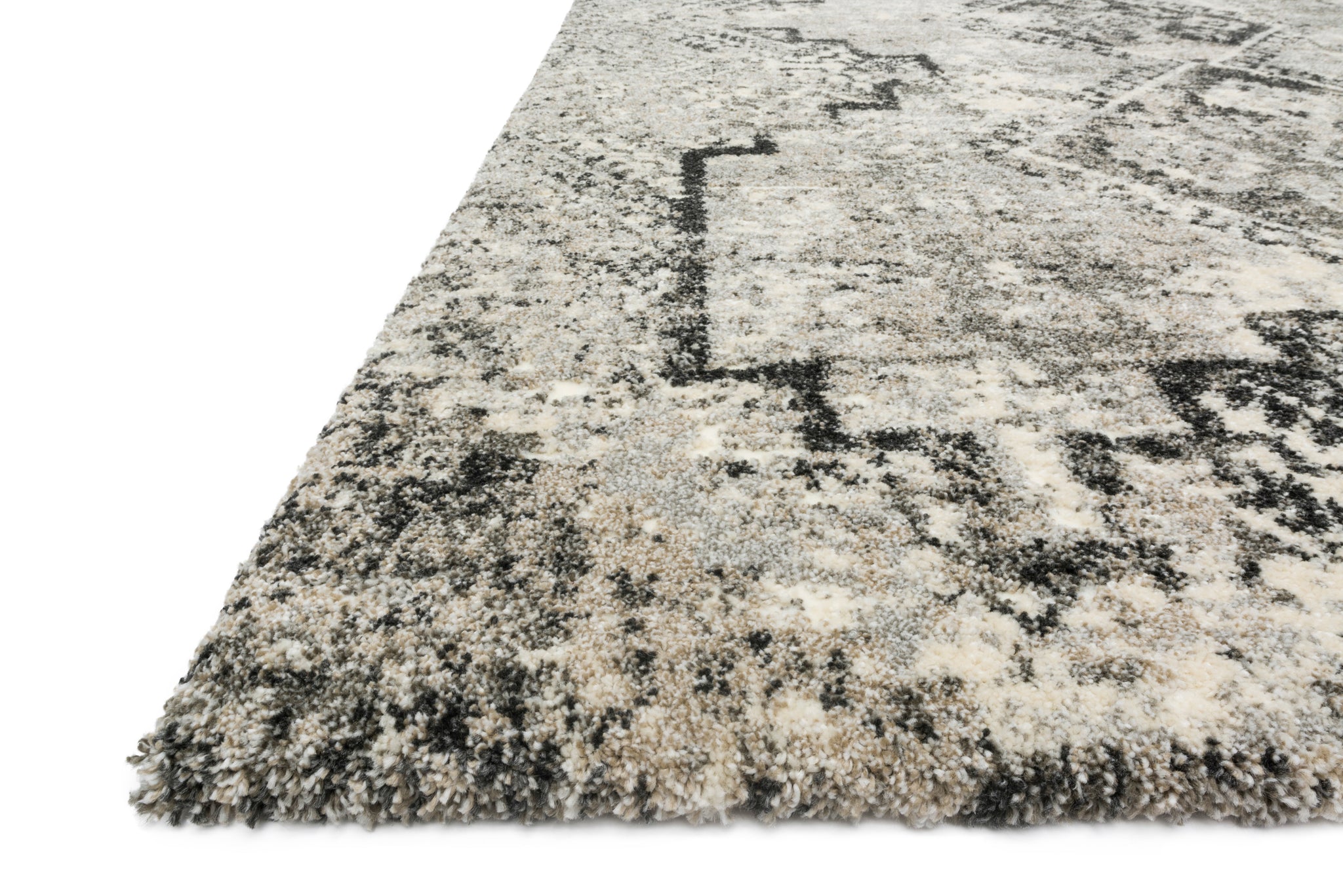 angle view of Viera Grey / Black luxury Rug