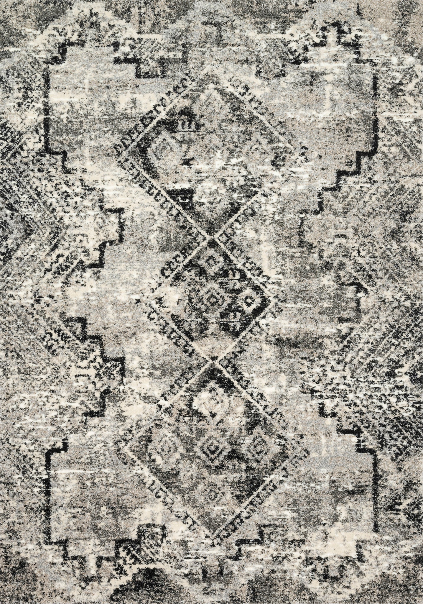 front view of Viera Grey / Black luxury Rug