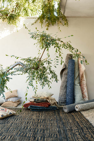 angle view of Villa Lt. Blue luxury Rug
