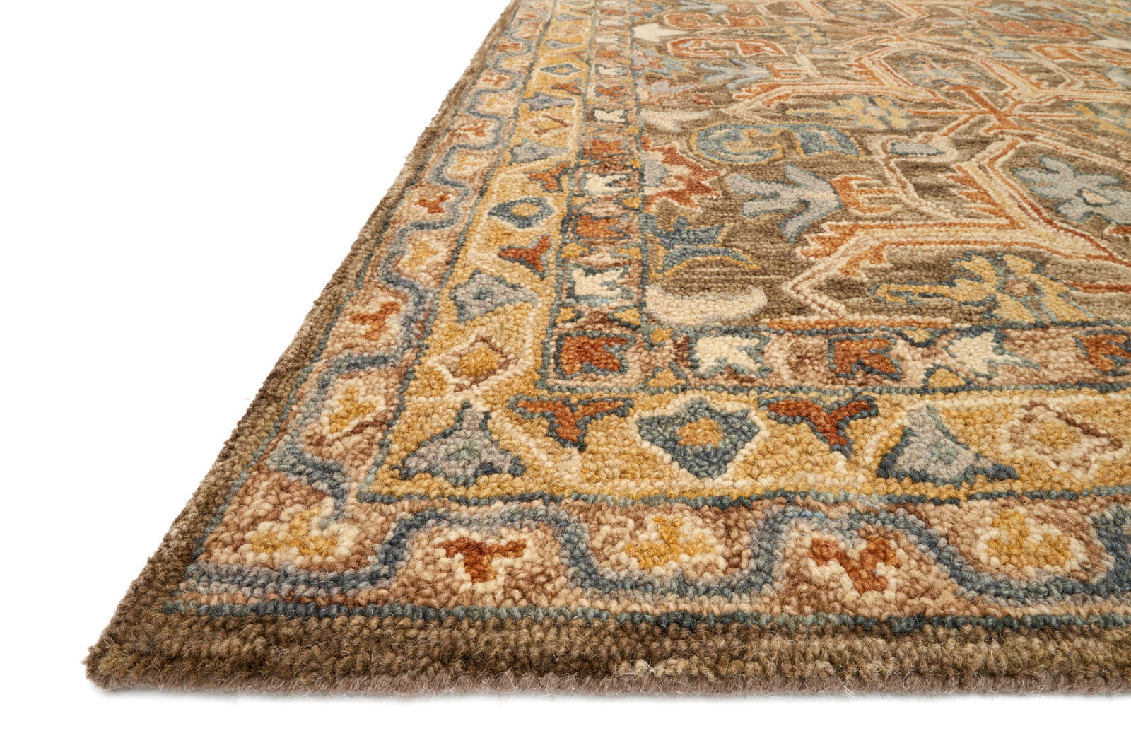 front view of Manfred Charcoal / Dove luxury Rug