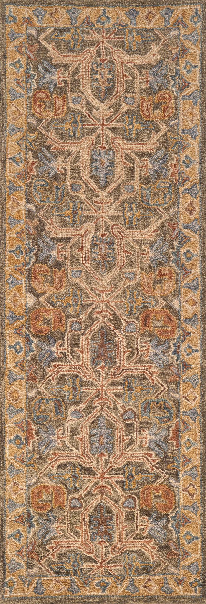 side view of Manfred Charcoal / Dove luxury Rug